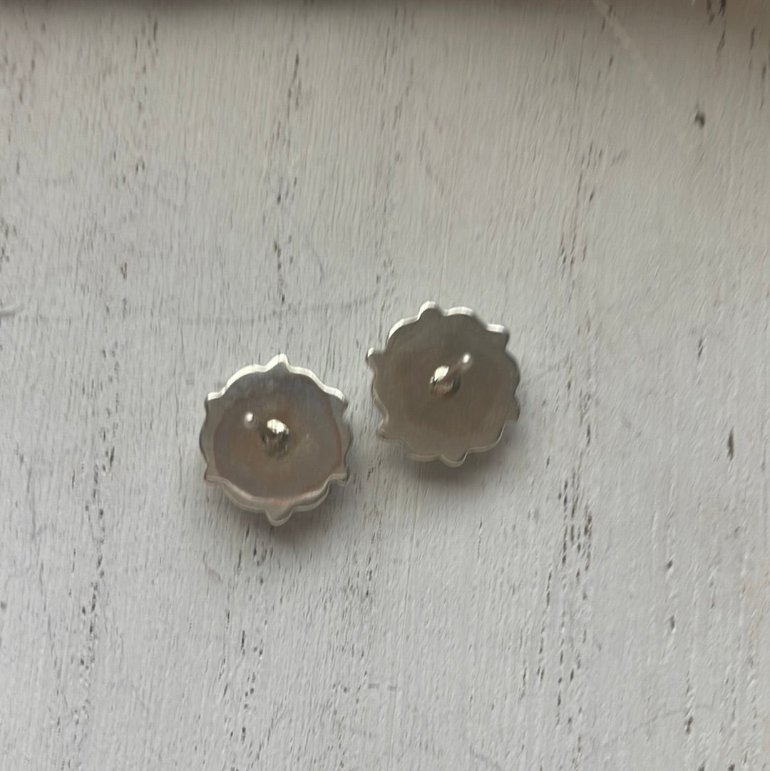 Handcrafted Sterling Silver & Turquoise 7 Stone Cluster Stud Earrings