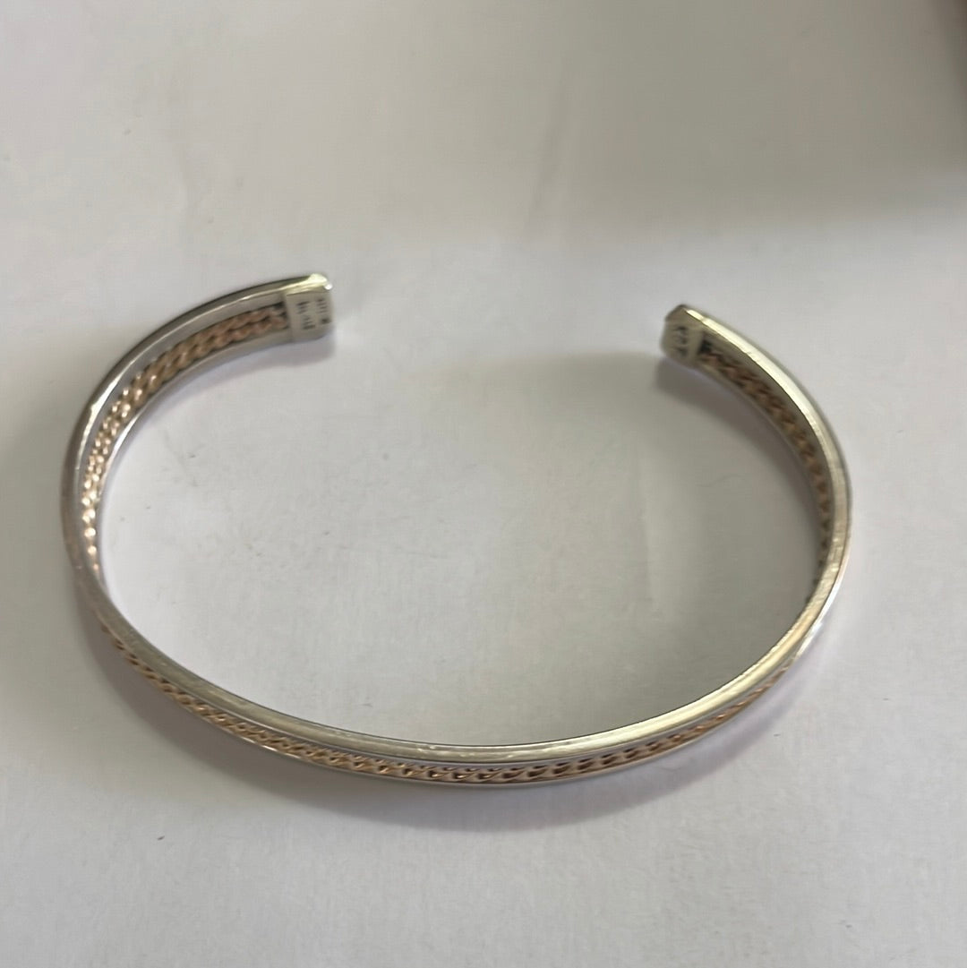 Handcrafted 12kt Overlay & Sterling Silver Adjustable Cuff Bracelet Signed