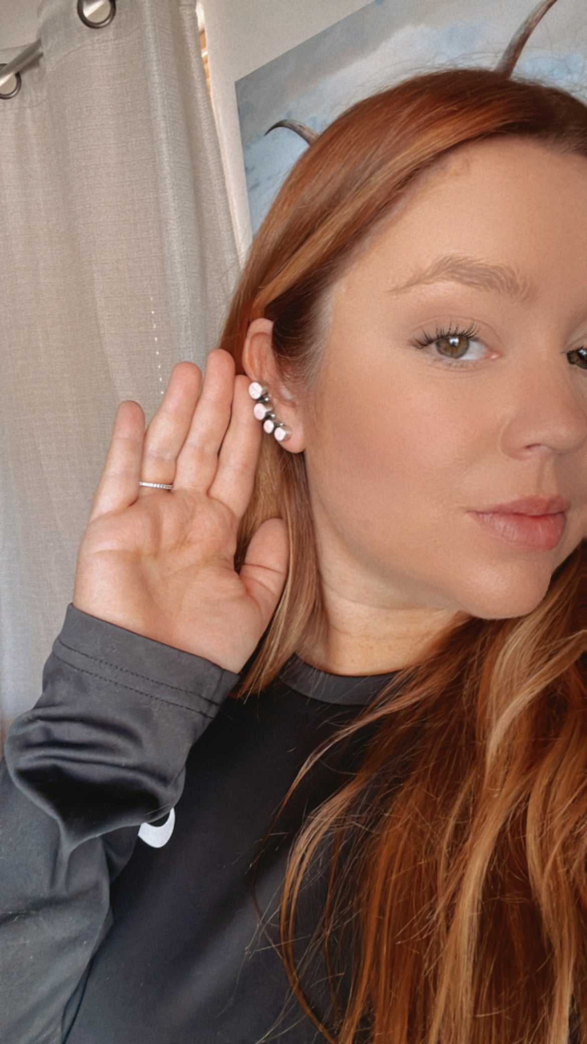 Handcrafted Pink Conch Dangle and Sterling Silver Earrings Signed