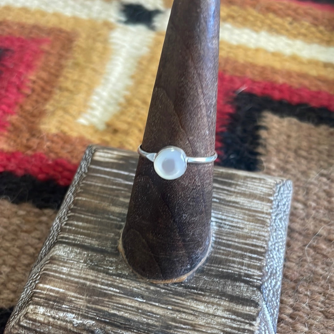 Handcrafted Sterling Silver & White Opal Mini Ring