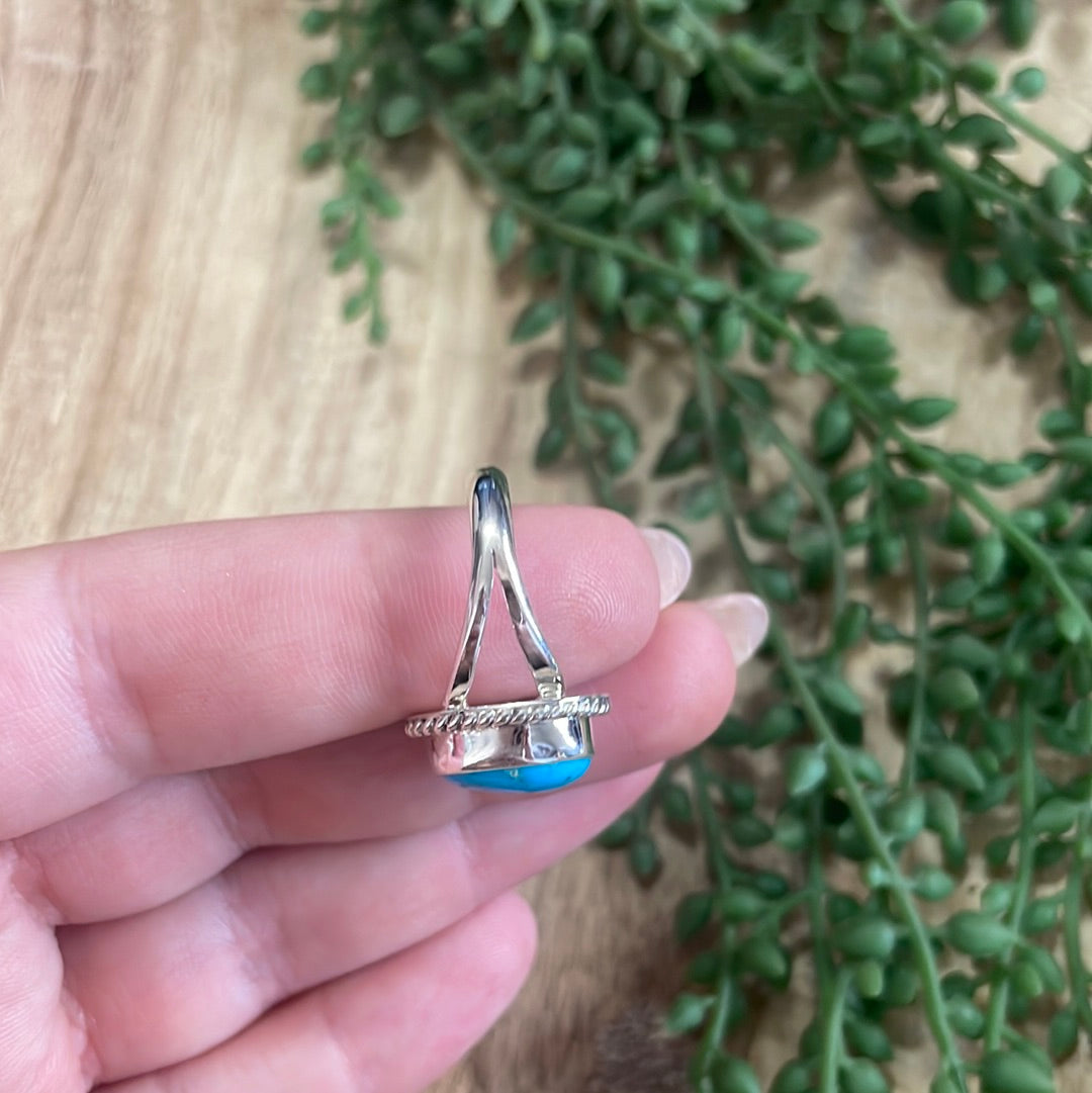 Handcrafted Turquoise & Sterling Silver Single Stone Ring