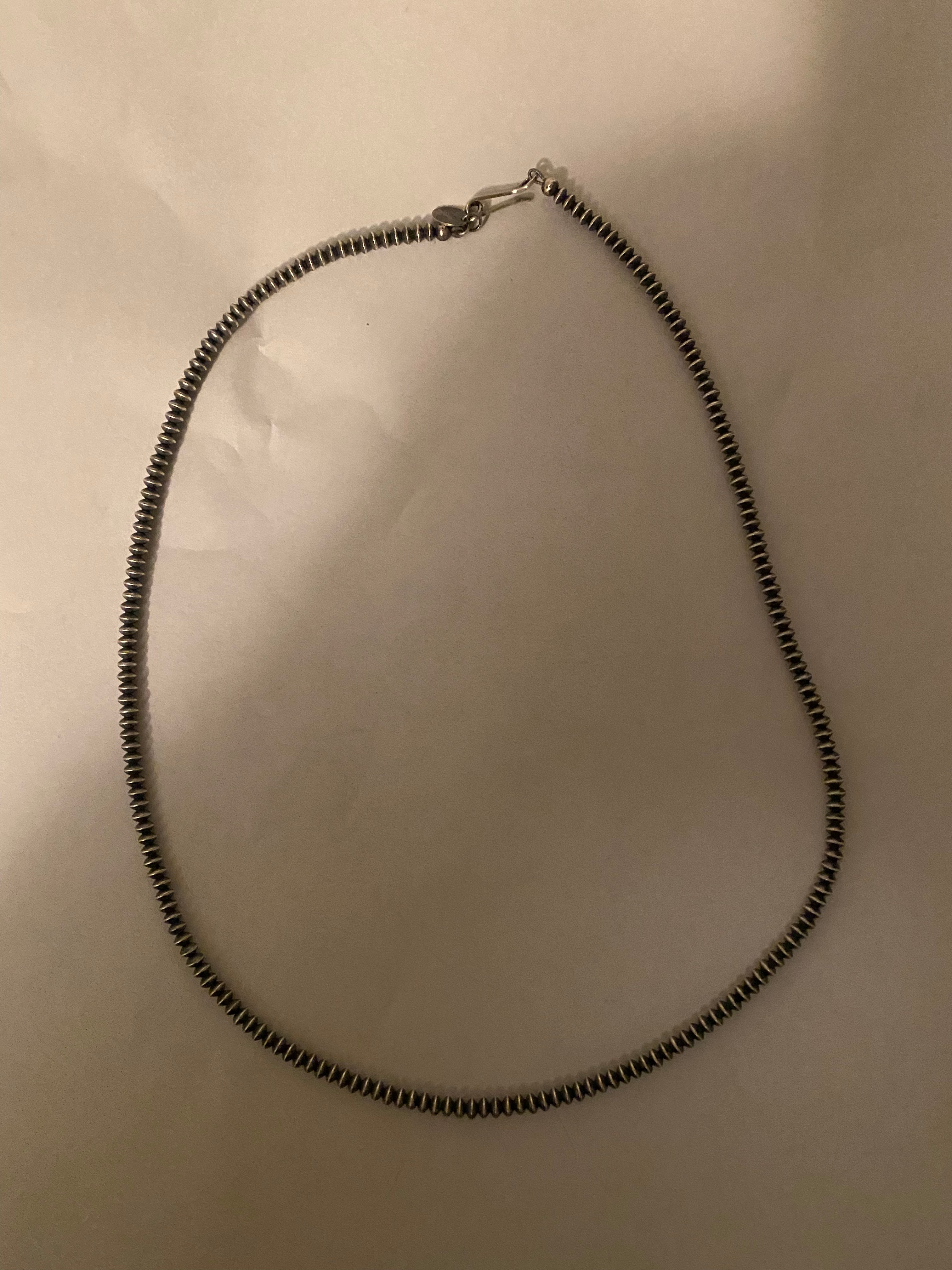 Handcrafted Sterling Silver Saucer Pearls 3mm Beaded Necklace 16 inch