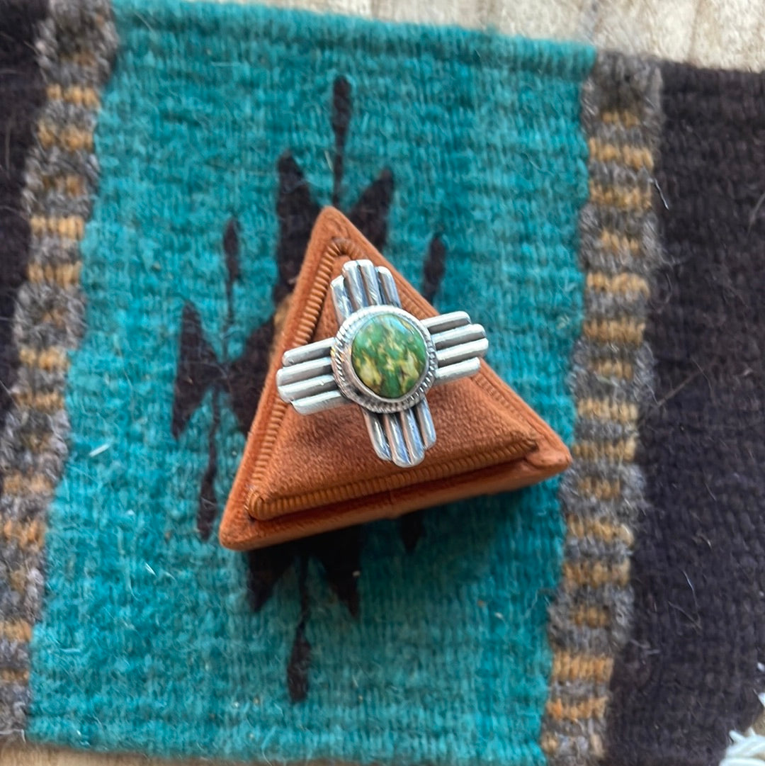 Amazing Zia Sterling Silver & Turquoise Ring Size 9.5 Signed