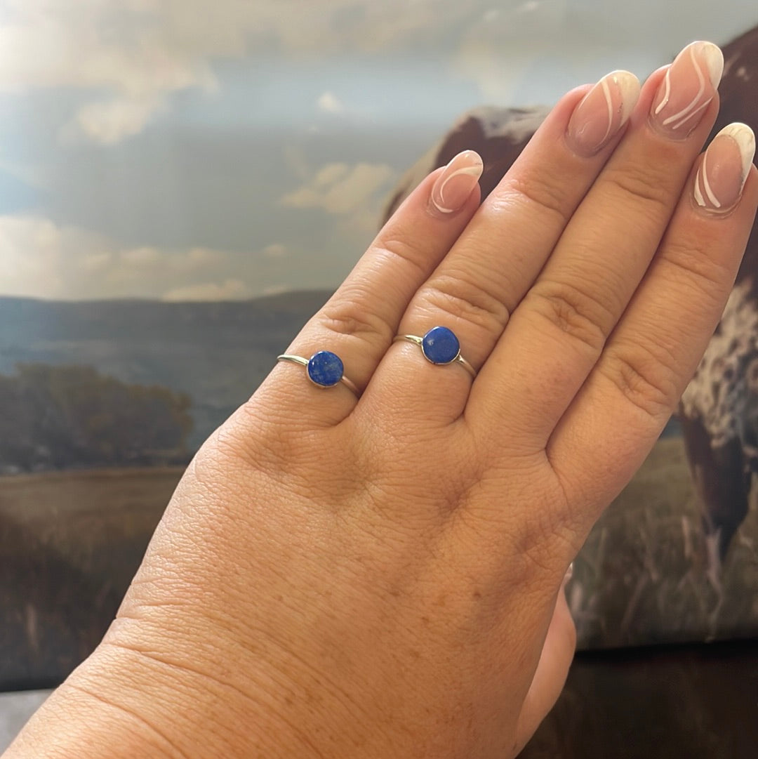 Handcrafted Denim Lapis & Sterling Silver Stacker Ring