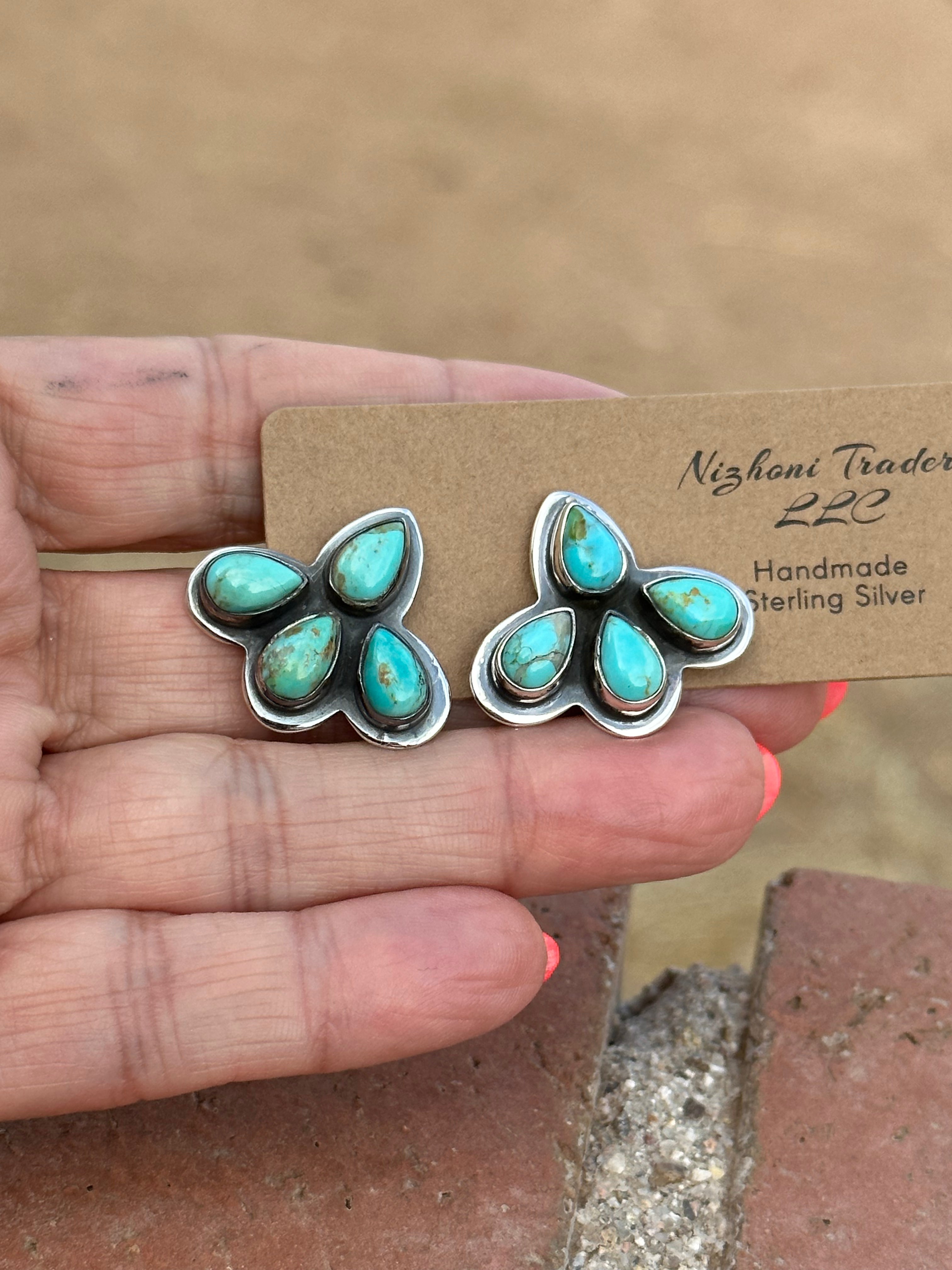 Handmade The Sunny Turquoise Post Earrings