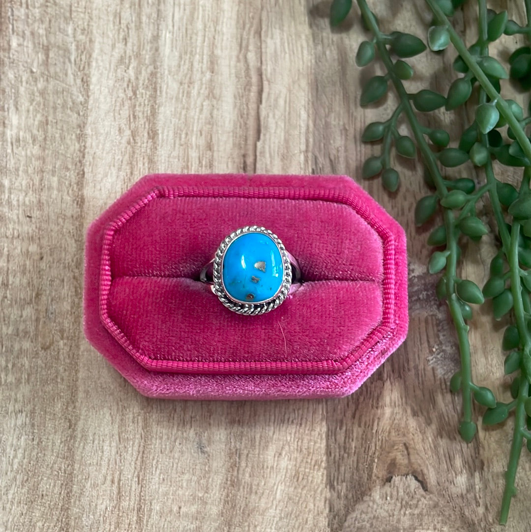 Handcrafted Turquoise & Sterling Silver Single Stone Ring