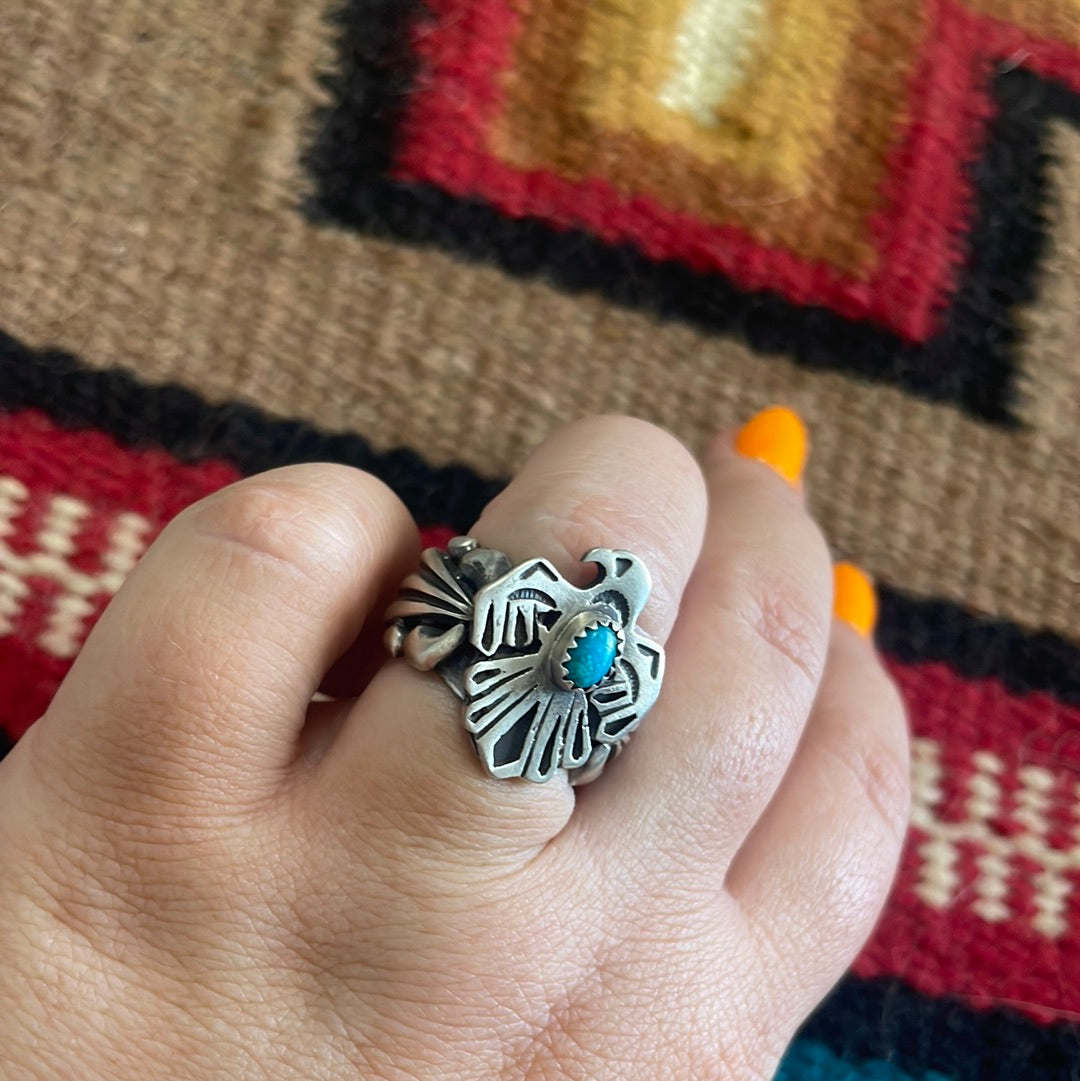 Handcrafted Sterling Silver Turquoise Thunderbird Ring