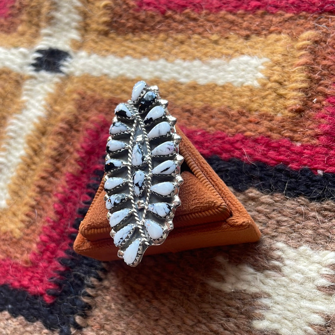 Handcrafted Sterling Silver & White Buffalo Cluster Ring
