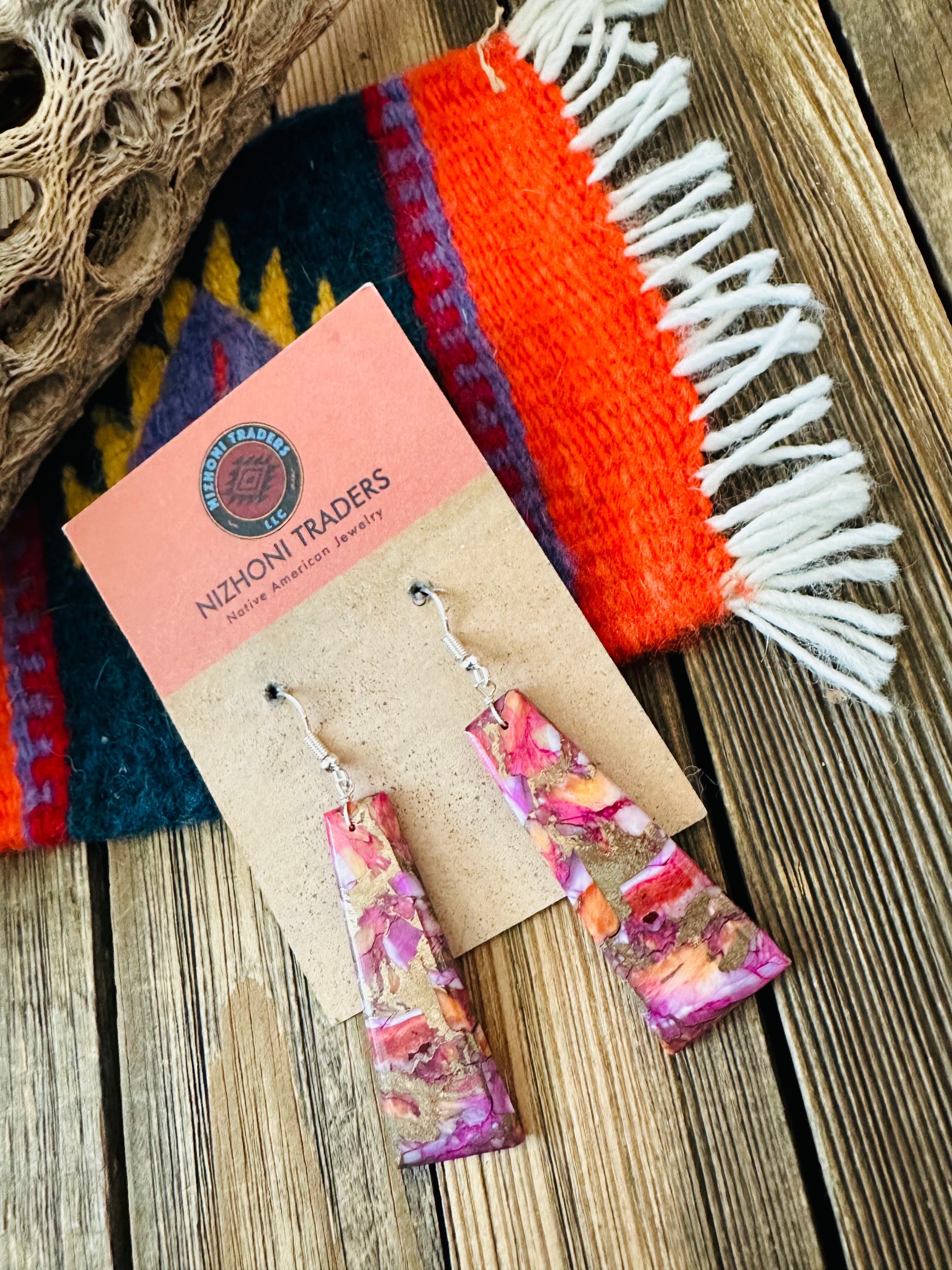 Handcrafted Sterling Silver & Pink Mojave Slab Dangle Earrings