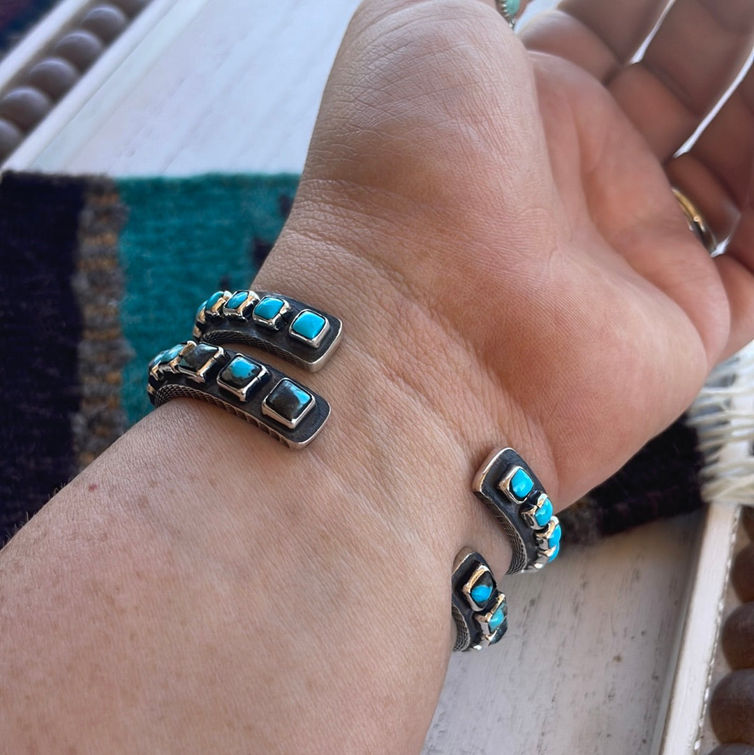 “The Must Have” Handcrafted Turquoise & Sterling Silver Cuff Bracelet Signed