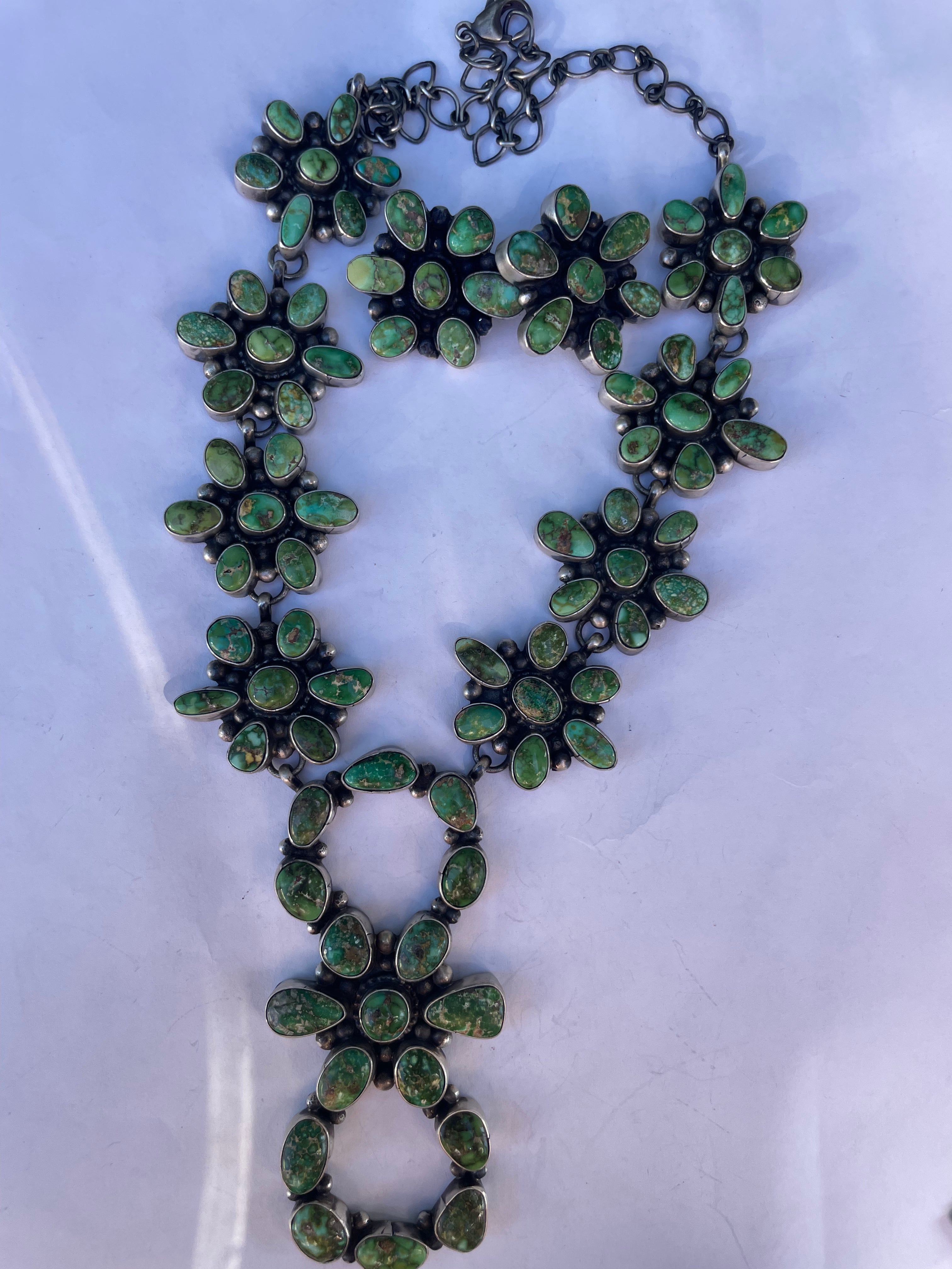 Sheila Becenti Navajo Sterling Silver Sonoran Mountain Turquoise Necklace & Earring Set