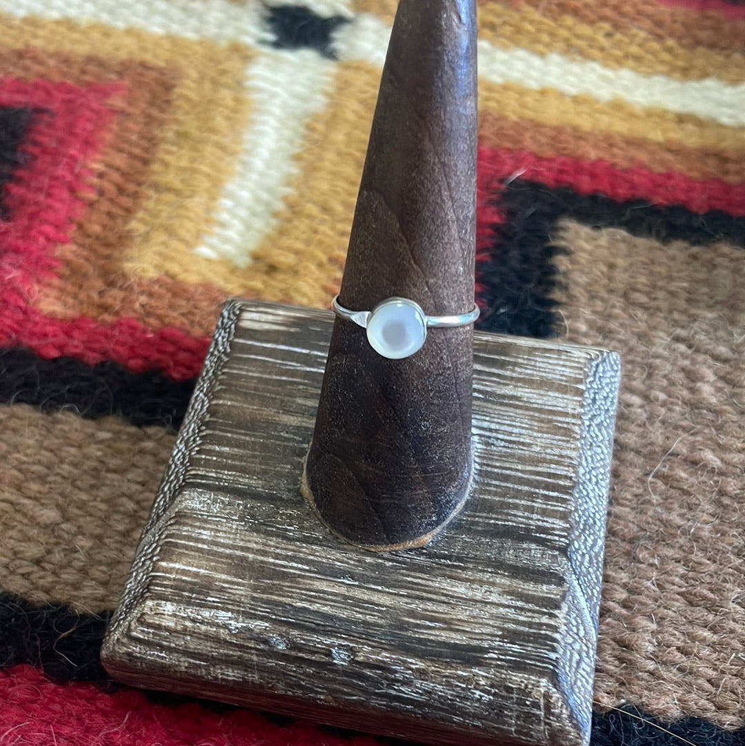 Handcrafted Sterling Silver & White Opal Mini Ring