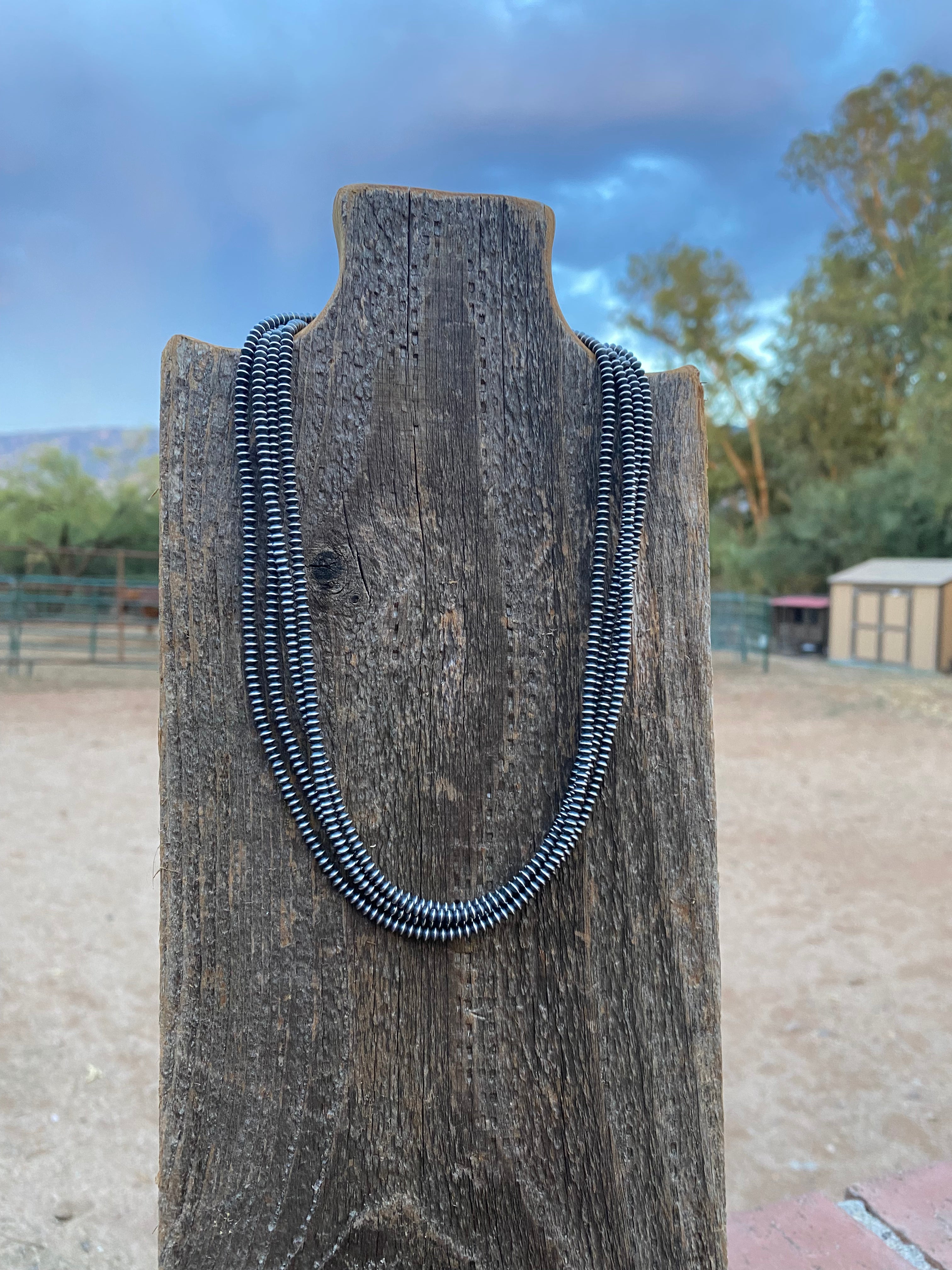 Handcrafted Sterling Silver Saucer Pearls 3mm Beaded Necklace 16 inch