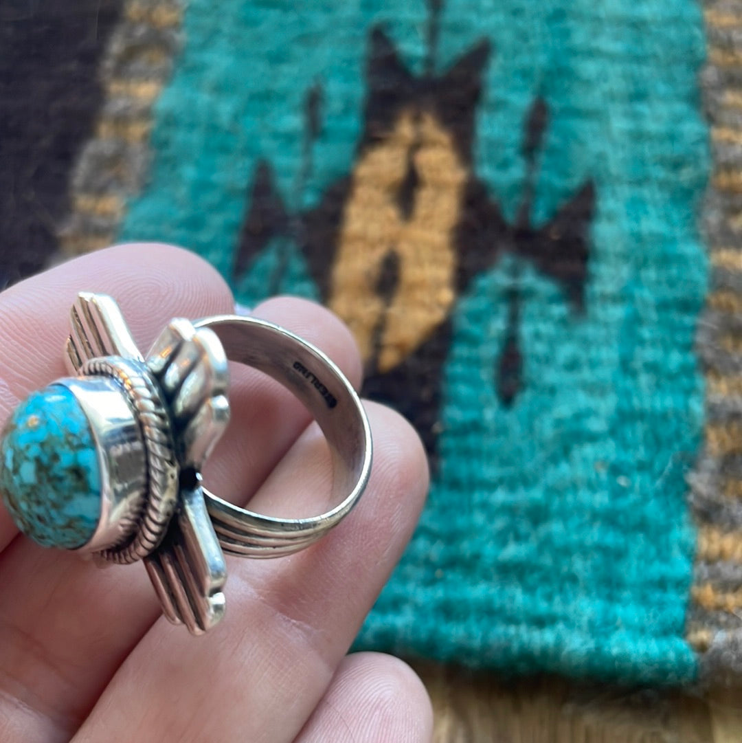 Amazing Zia Sterling Silver & Turquoise Ring Size 9 Signed