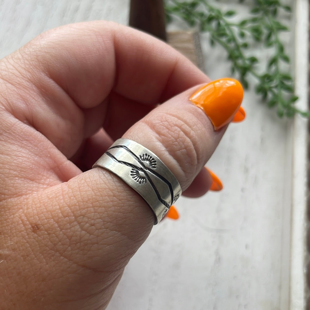 Handcrafted Sterling Silver Hand-stamped Ring Band