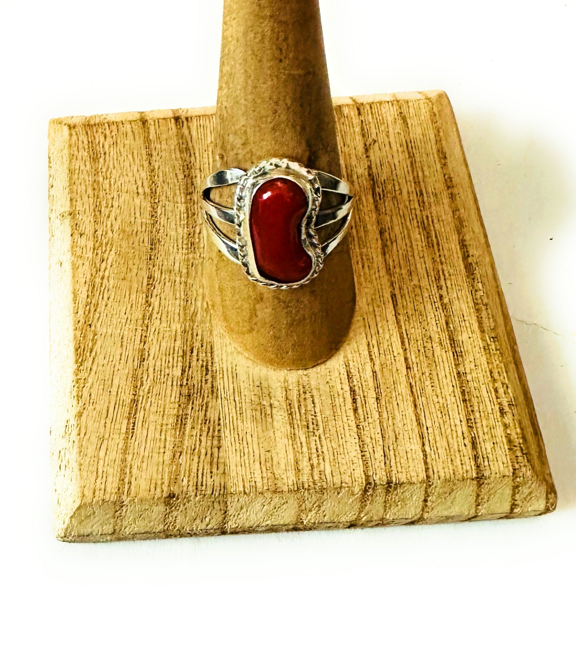 Handcrafted Red Coral & Sterling Silver Ring