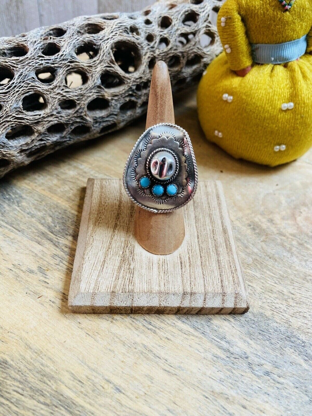 Handcrafted Turquoise and Sterling Silver Cowboy Hat ring