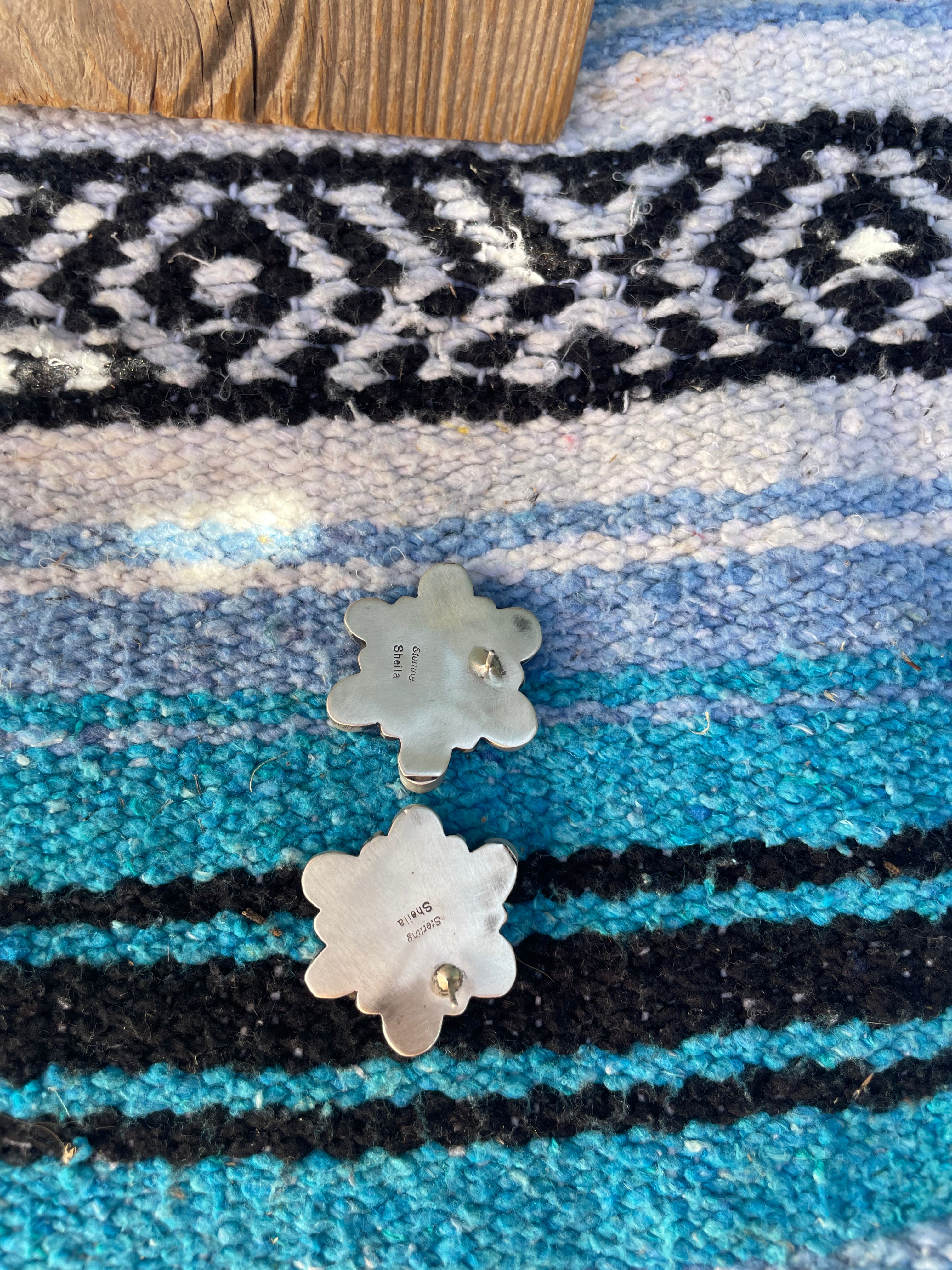 Sheila Becenti Navajo Sterling Silver Sonoran Mountain Turquoise Necklace & Earring Set