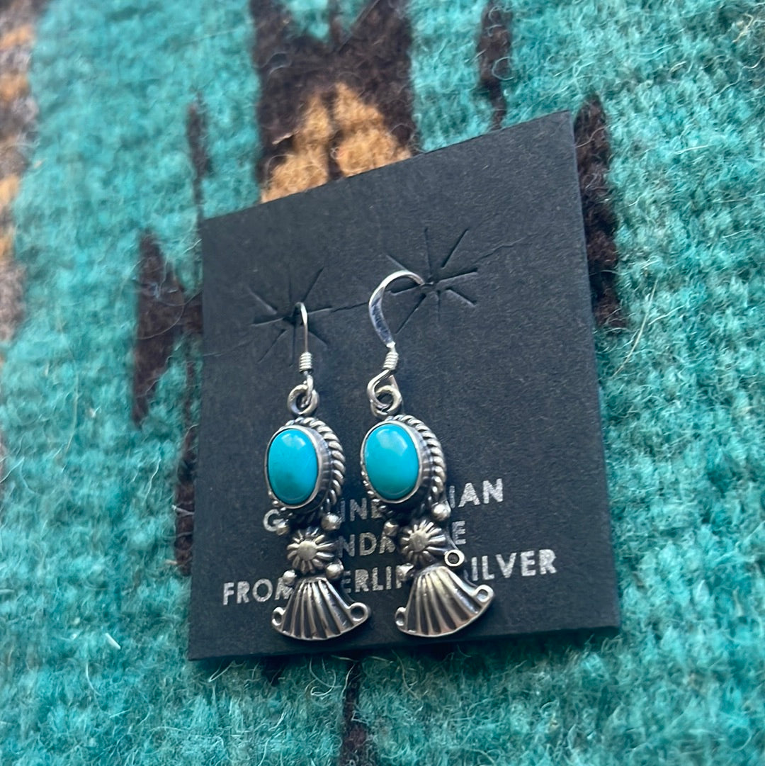 Handcrafted Sterling Silver And Turquoise Dangles Signed