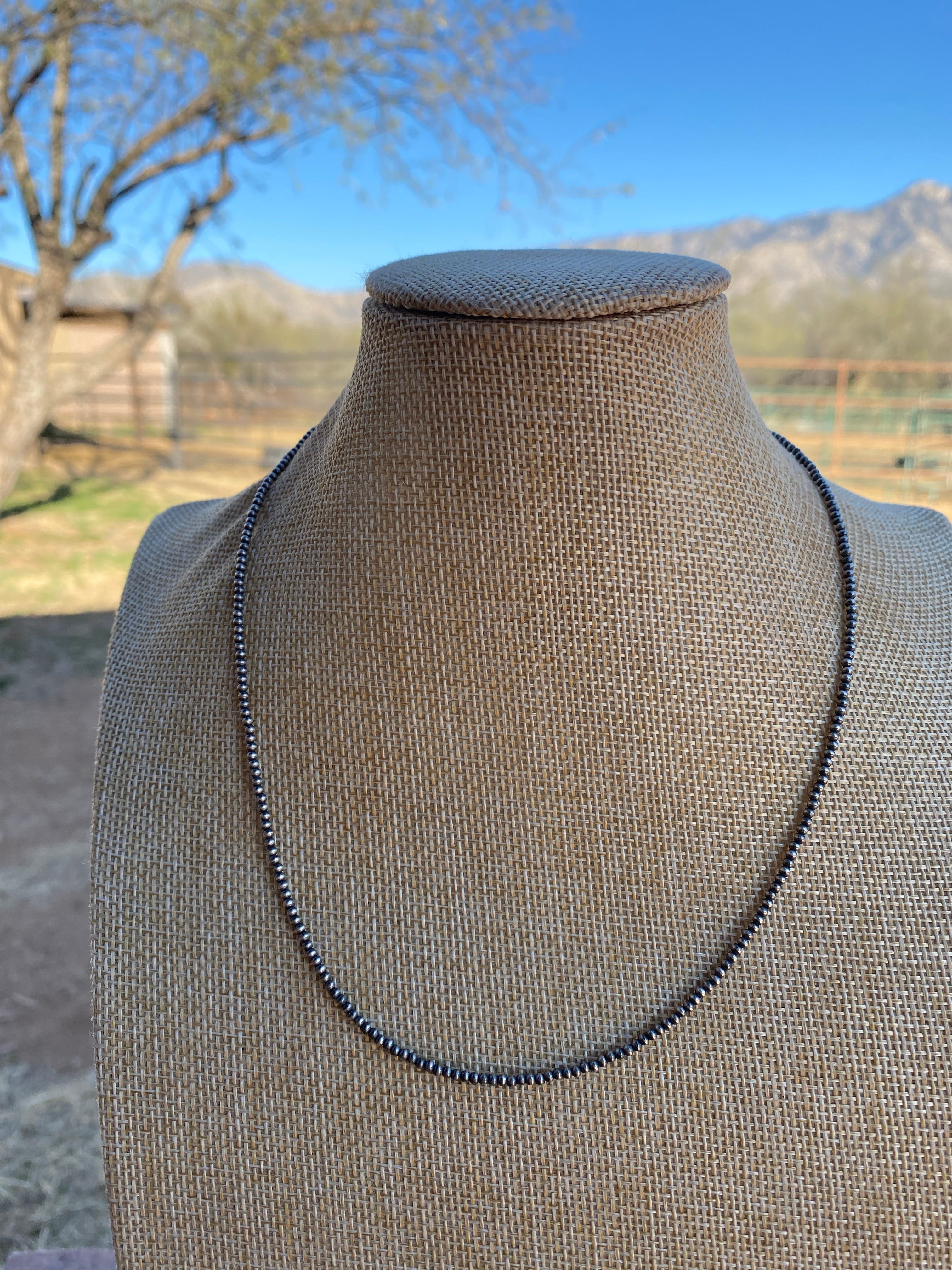 2mm Sterling Silver Pearl Beaded 24” Necklace