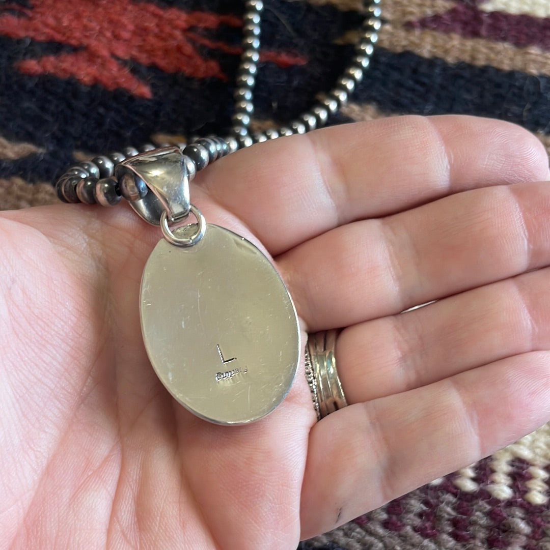 Handcrafted Sterling Silver Turquoise Pendant Signed