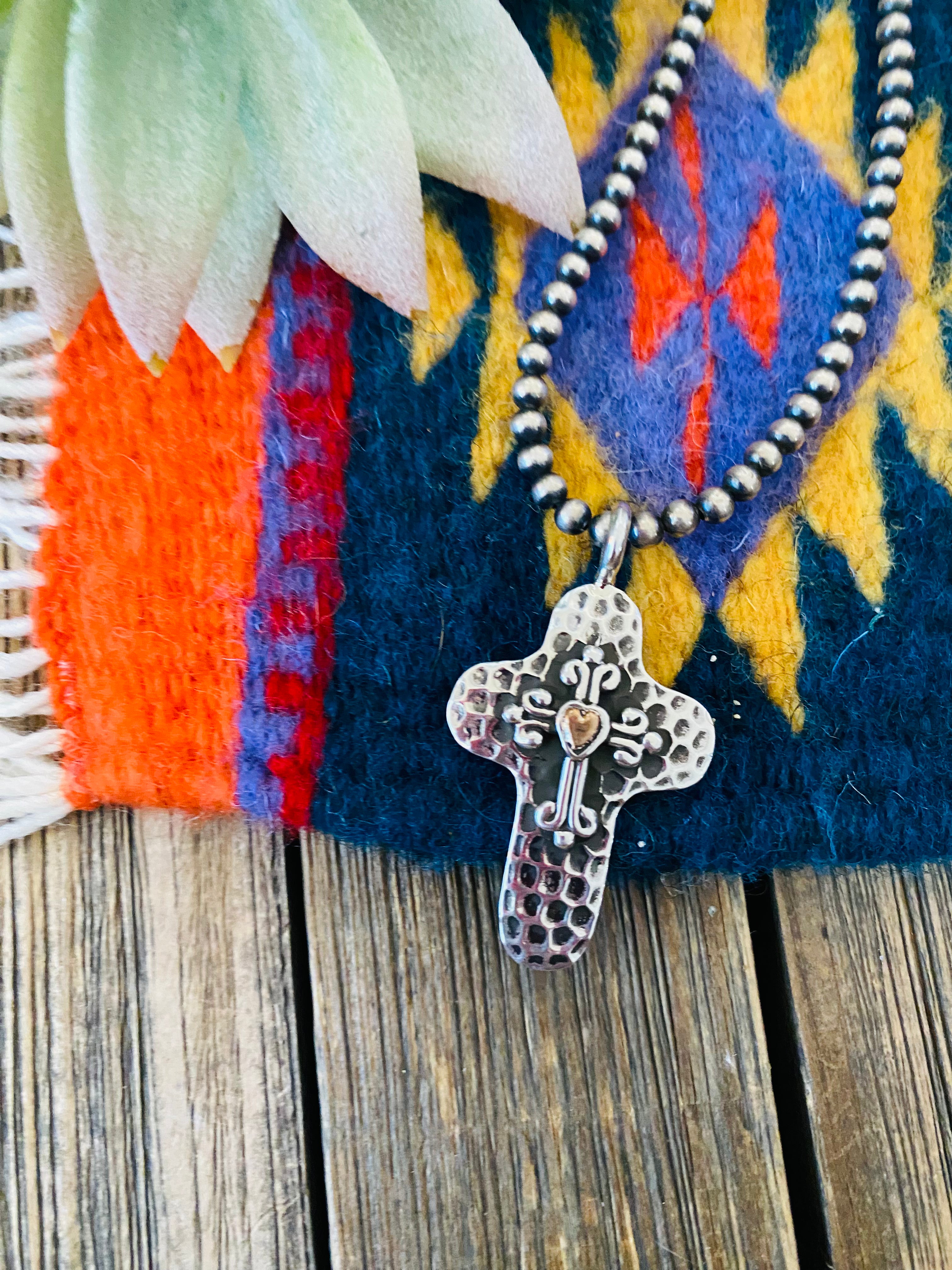 Handcrafted Sterling Silver & Copper Cross Pendant