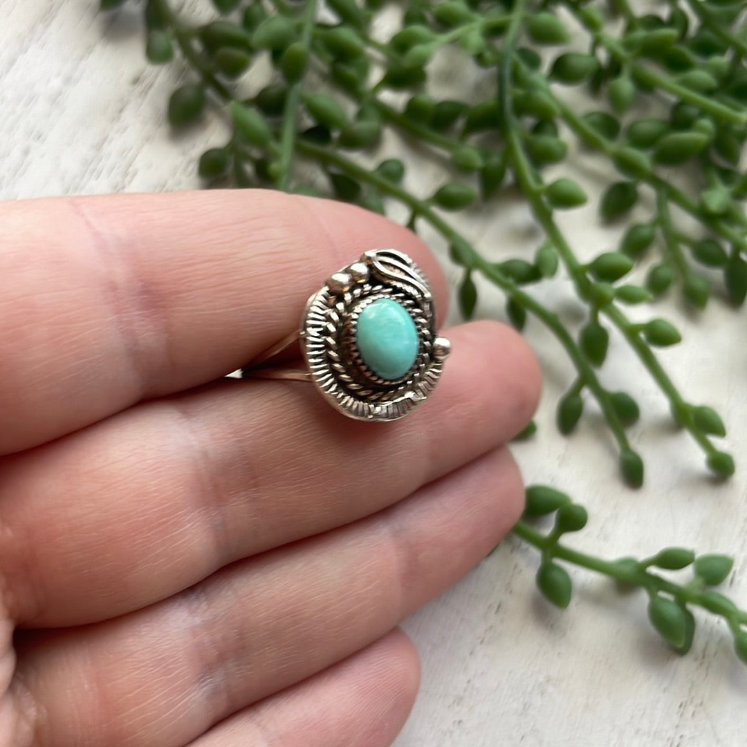 Handcrafted Single Stone Turquoise Sterling Silver Ring
