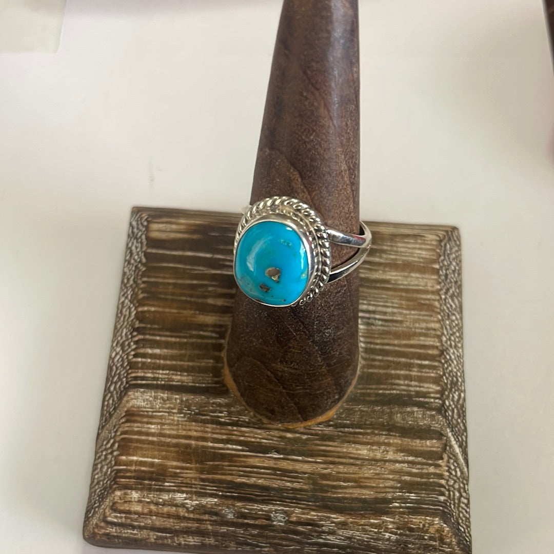 Handcrafted Turquoise & Sterling Silver Single Stone Ring