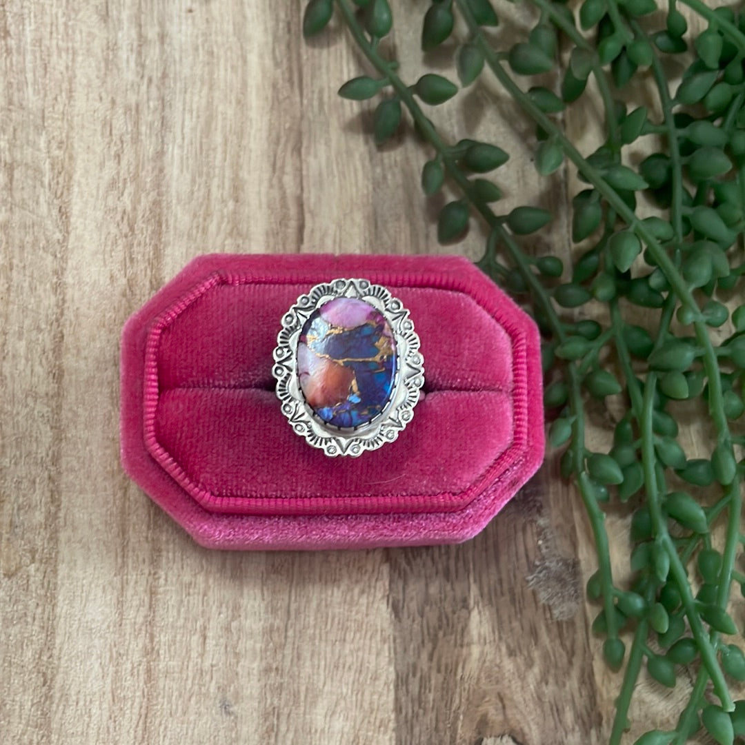 “Dreamy ” Handcrafted Pink Dream & Sterling Silver Ring Signed