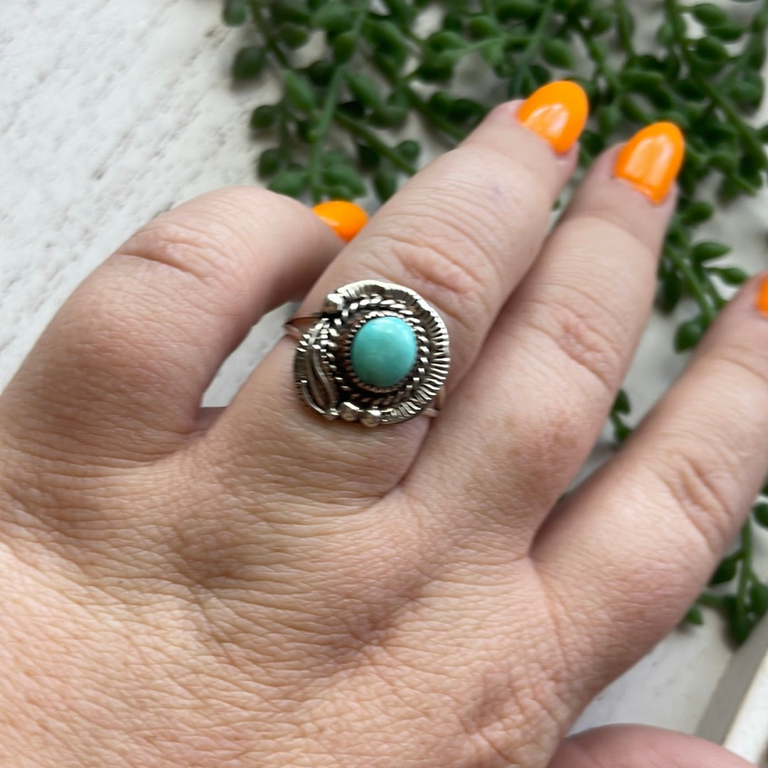 Handcrafted Single Stone Turquoise Sterling Silver Ring