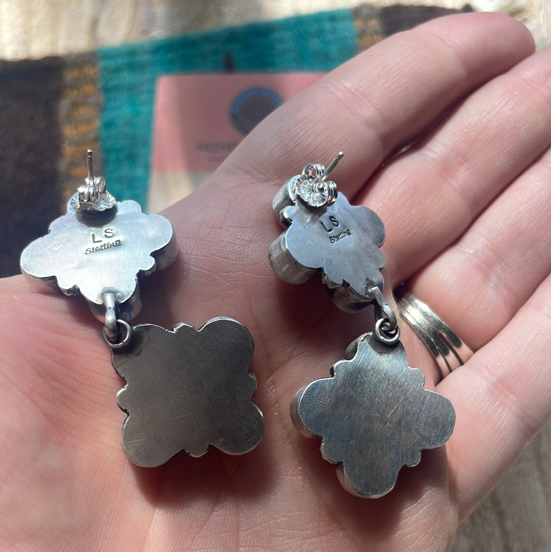 Handcrafted Pink Conch and Sterling Silver Dangle Earrings