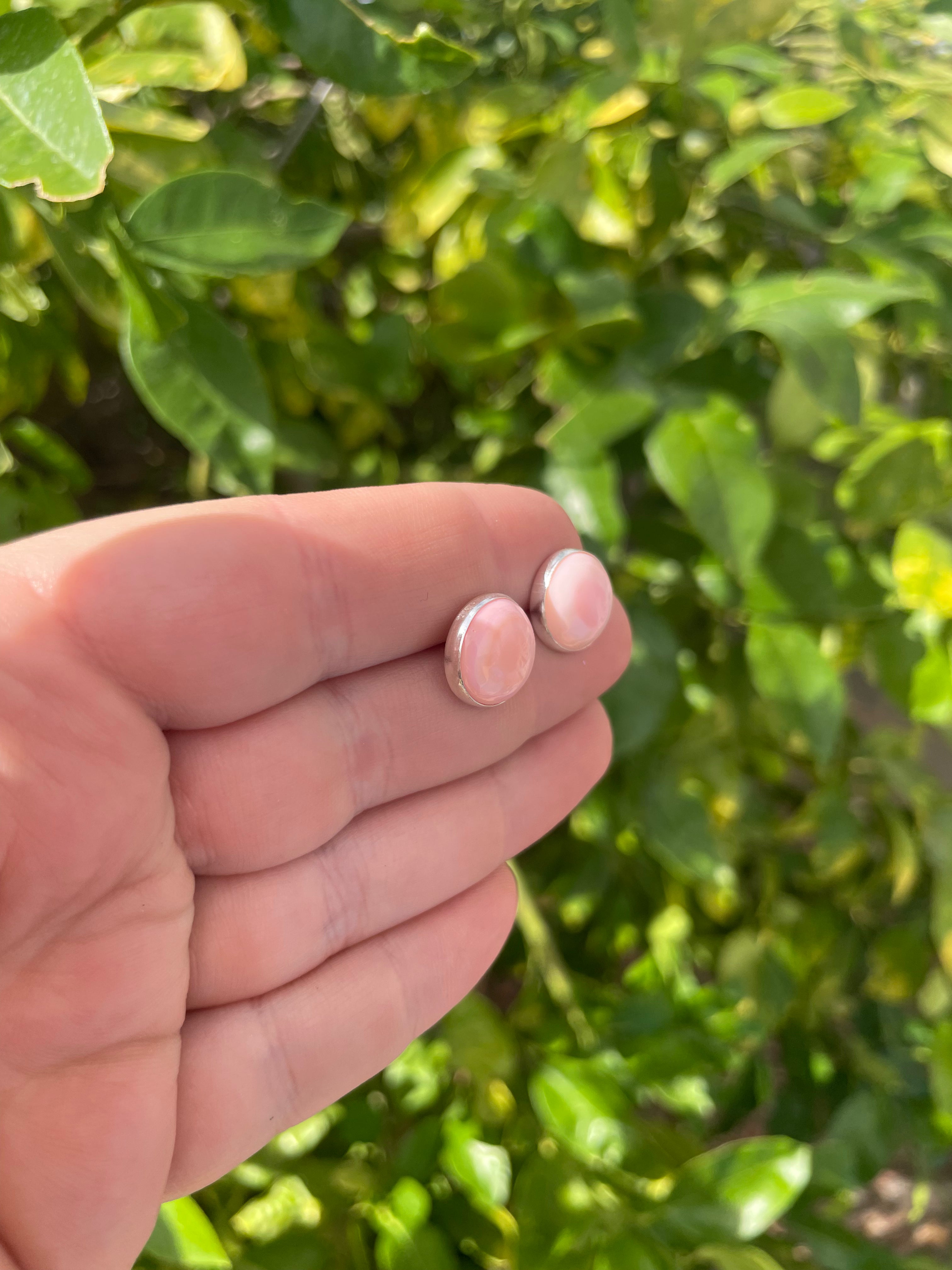 “The Sylvia” Queen Pink Conch & Sterling Silver Stud Earrings