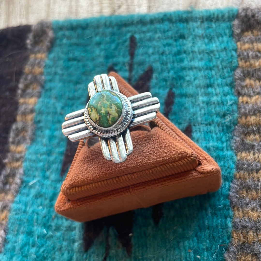 Amazing Zia Sterling Silver & Turquoise Ring Size 9.5 Signed