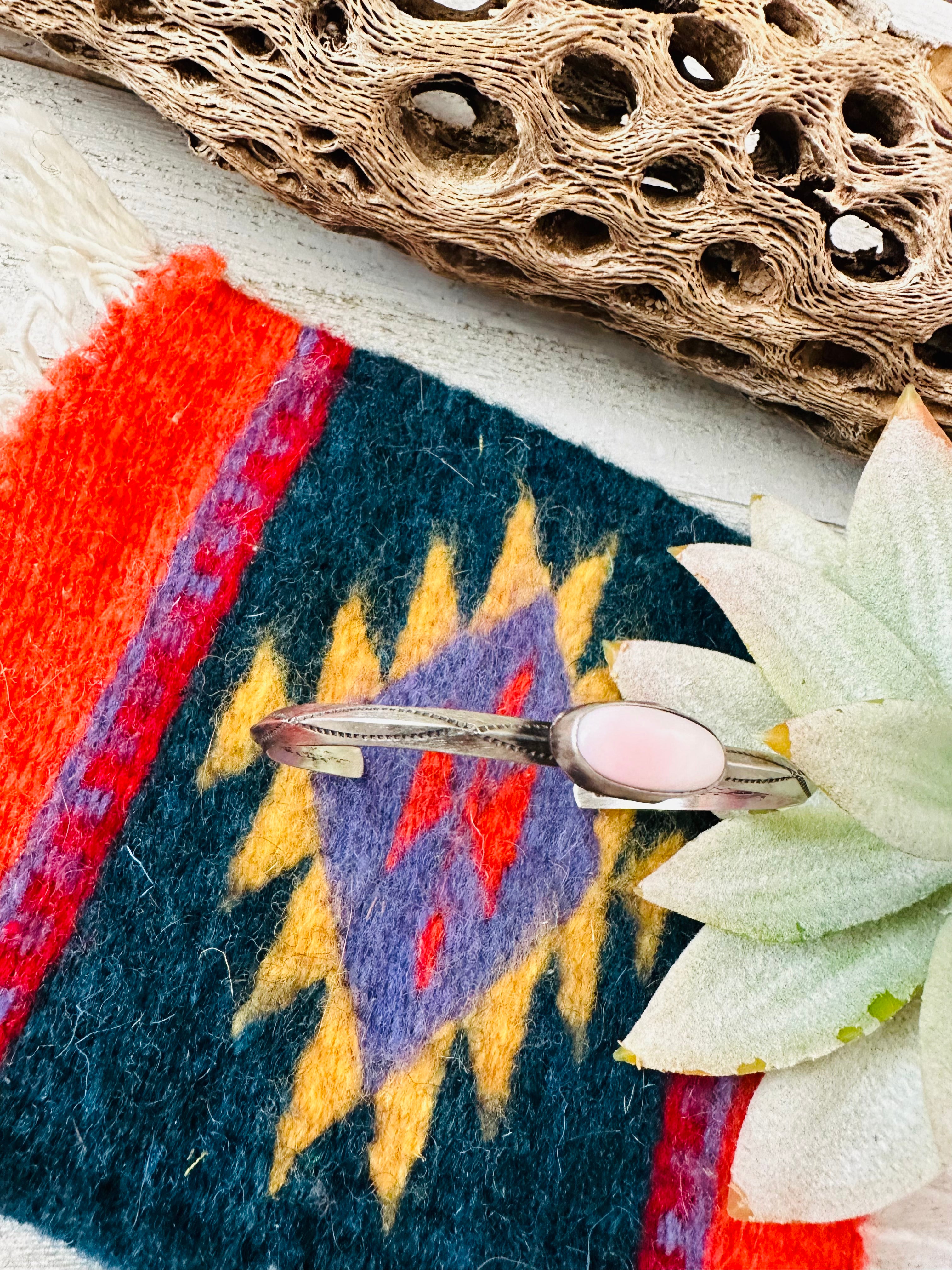 Handcrafted Queen Pink Conch Shell & Sterling Silver Cuff Bracelet