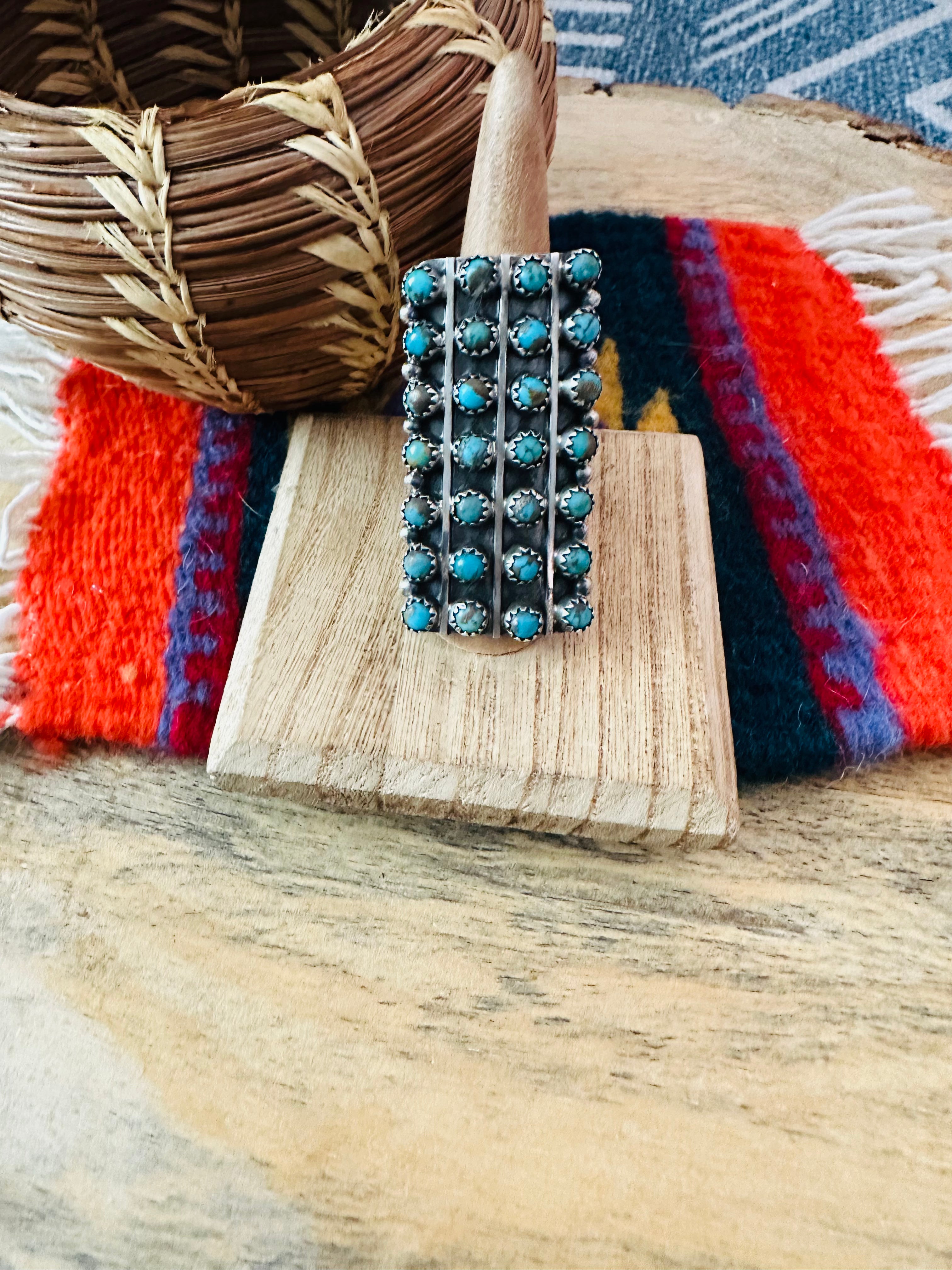 Handcrafted Sterling Silver & Kingman Turquoise Snake Eye Ring