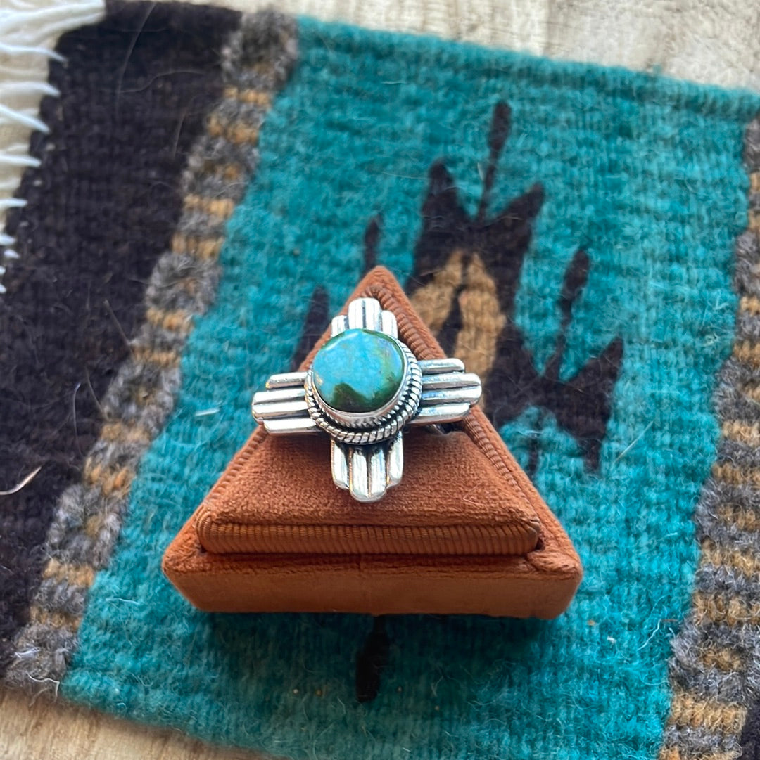 Amazing Zia Sterling Silver & Turquoise Ring Size 7.5 Signed