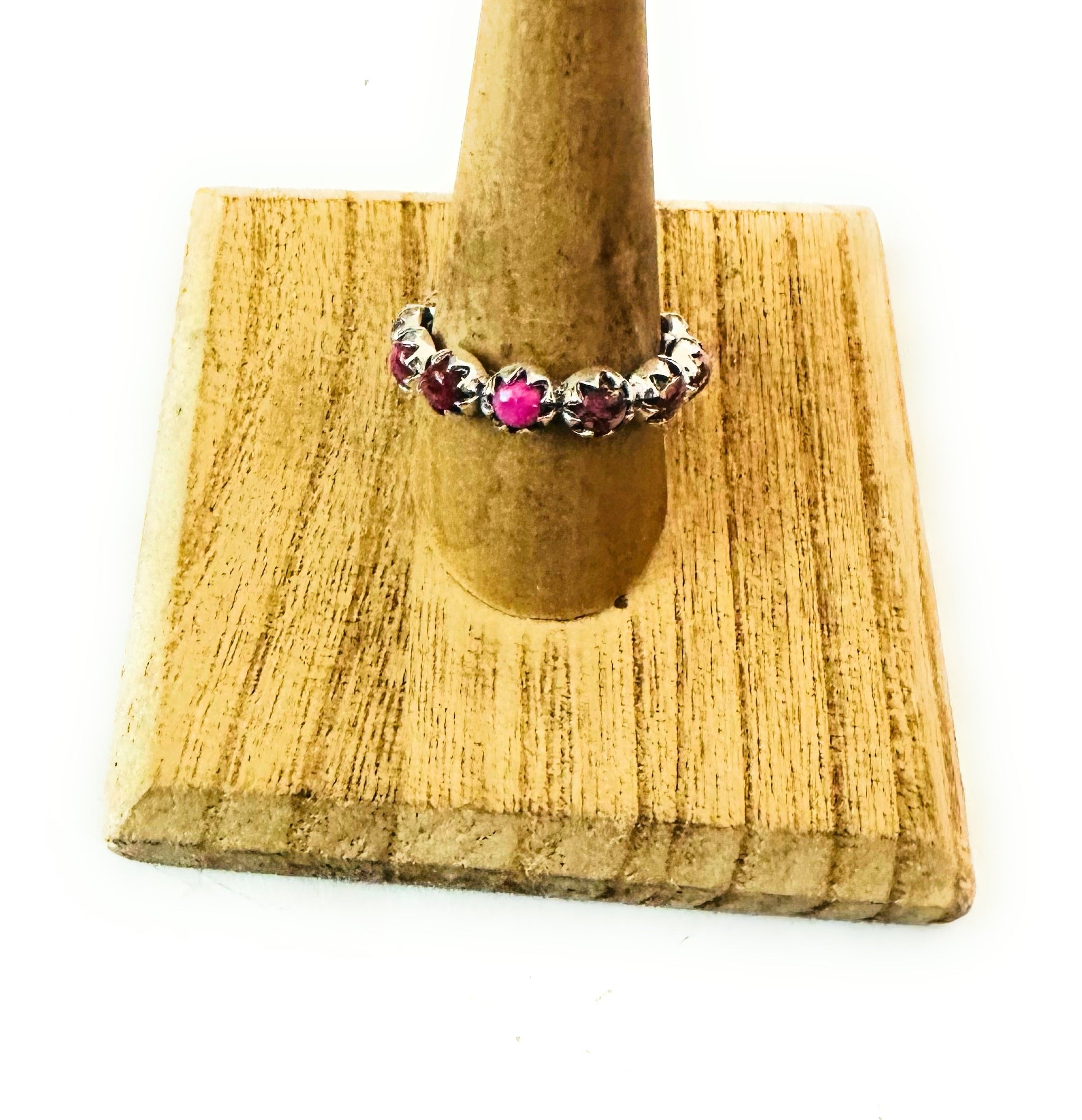 Handmade Sterling Silver & Pink Mojave Mini Eternity Band Ring