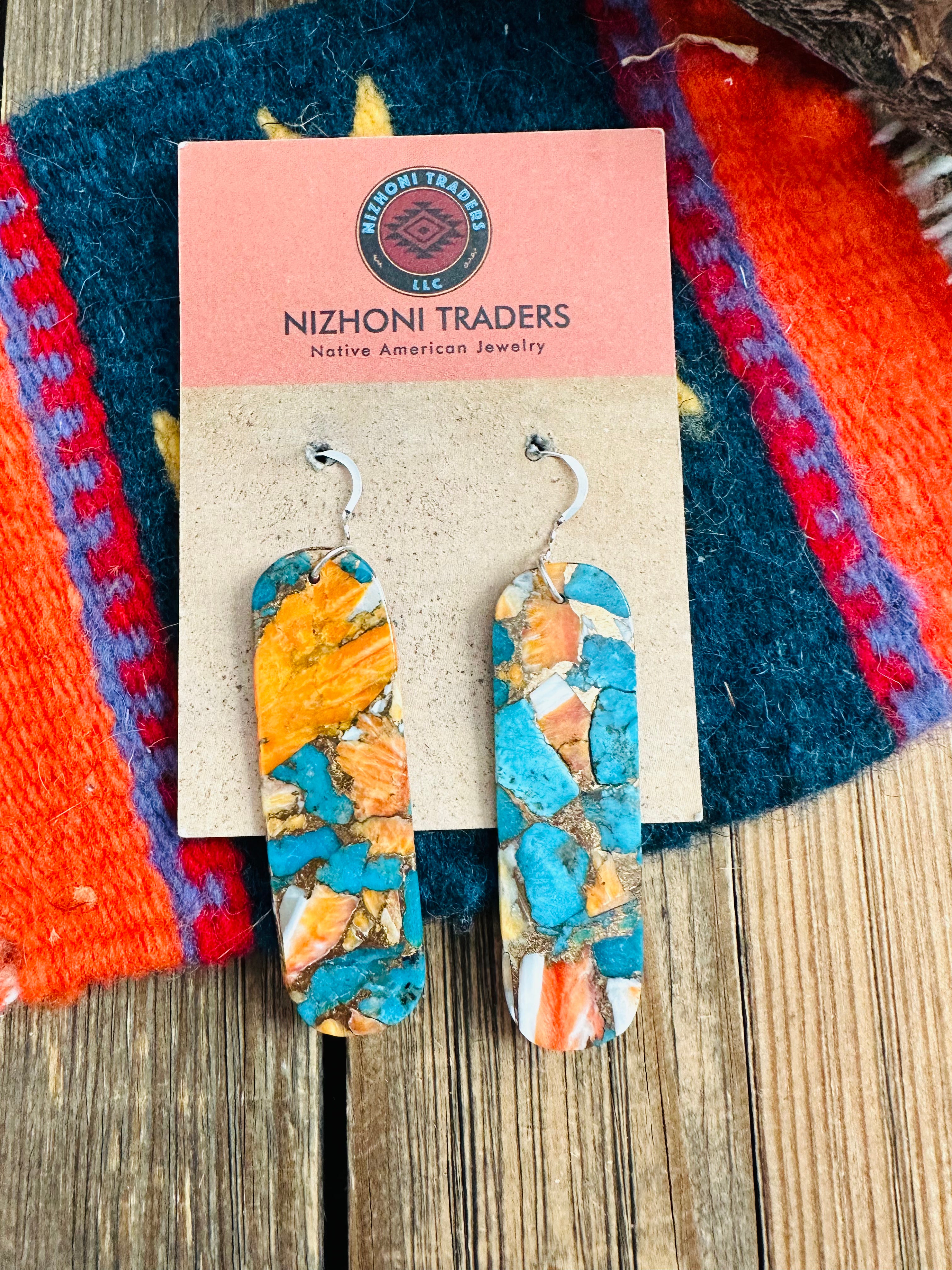 Handcrafted Sterling Silver & Multi Stone Spice Slab Dangle Earrings