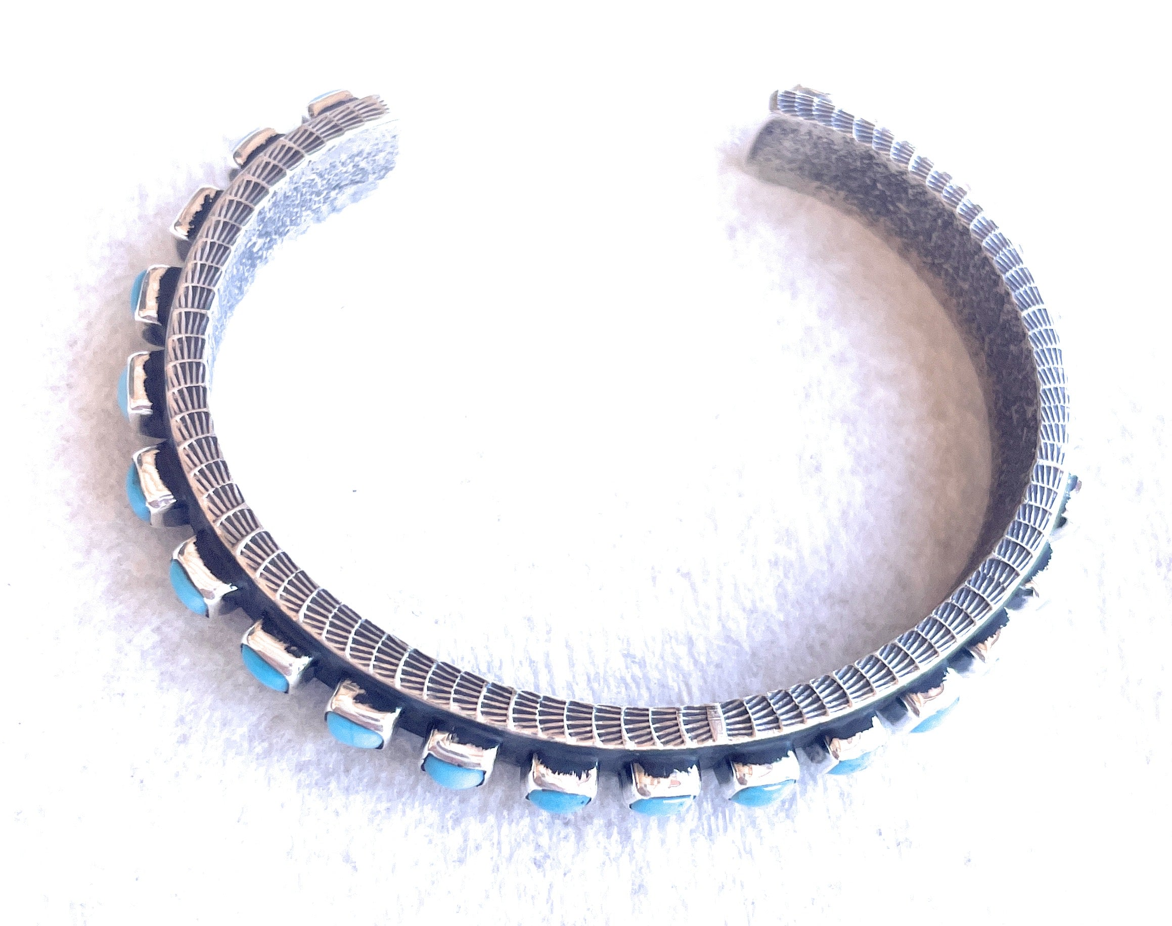 “The Must Have” Handcrafted Turquoise & Sterling Silver Cuff Bracelet Signed