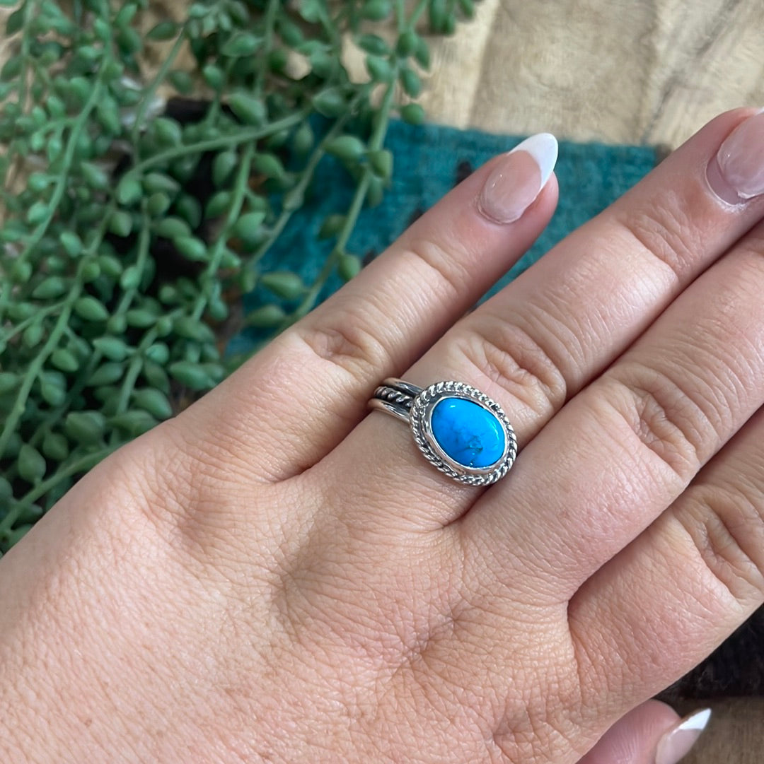 “The Mili” Handcrafted Sterling Silver Single Stone Turquoise Ring