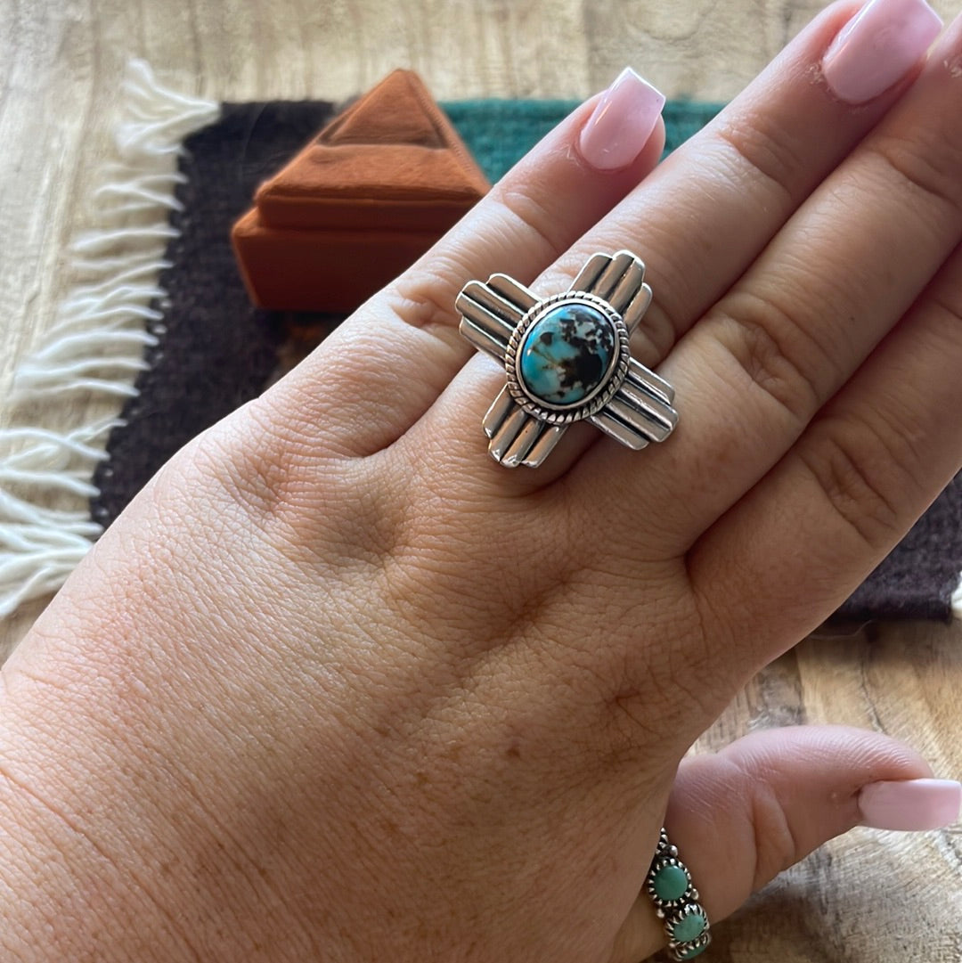 Amazing Zia Sterling Silver & Turquoise Ring Size 9 Signed