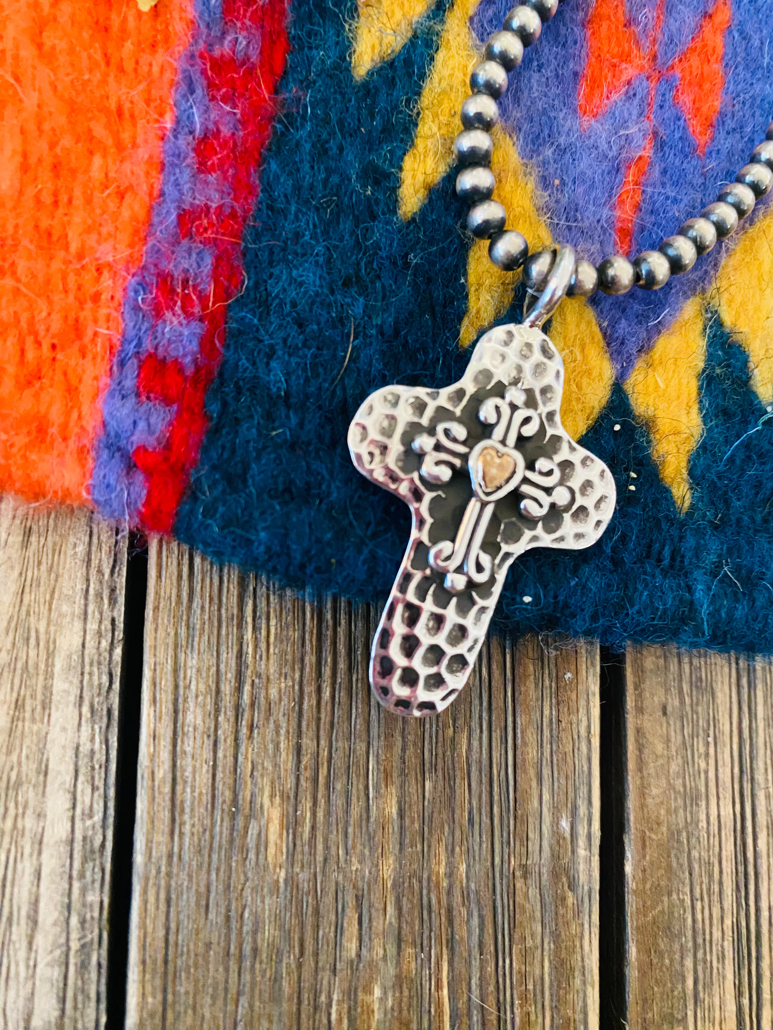 Handcrafted Sterling Silver & Copper Cross Pendant