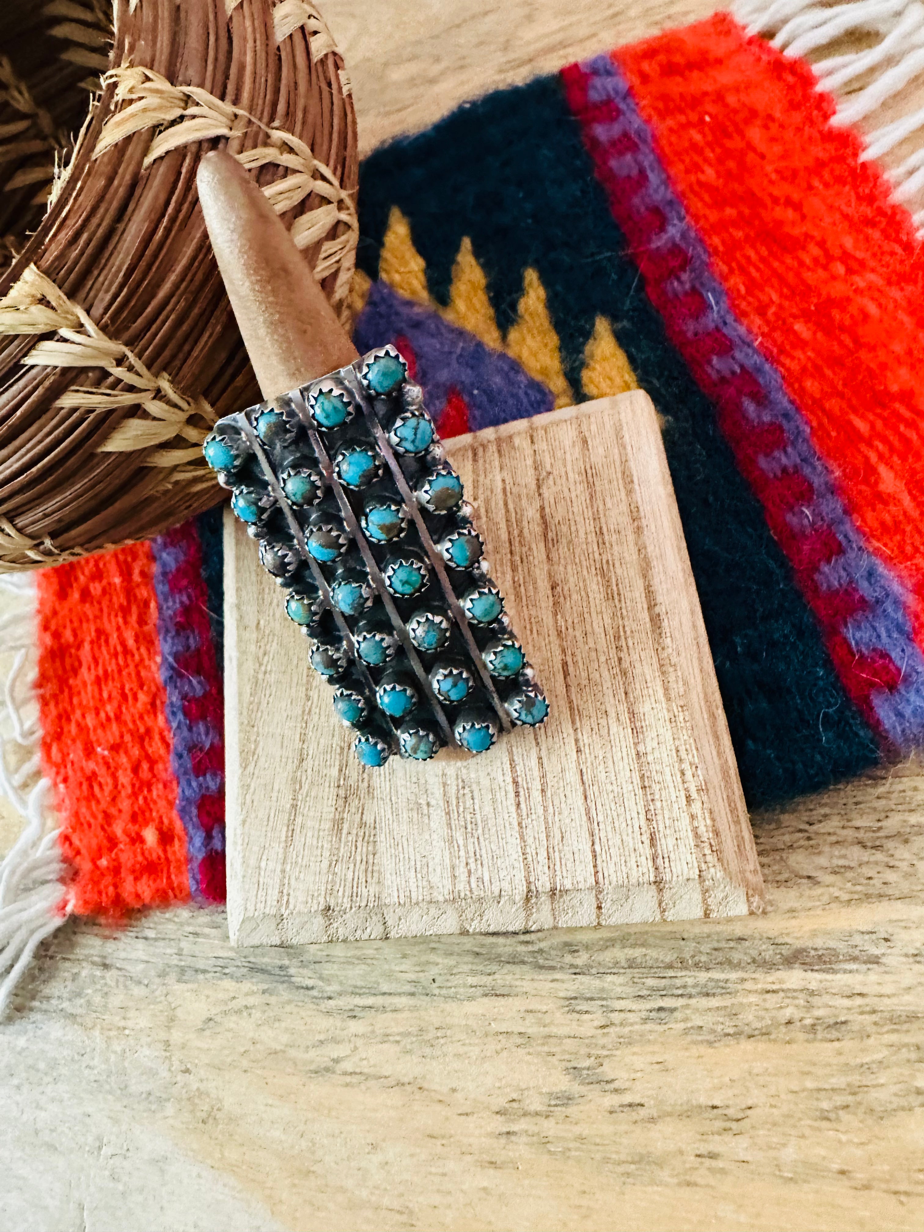 Handcrafted Sterling Silver & Kingman Turquoise Snake Eye Ring