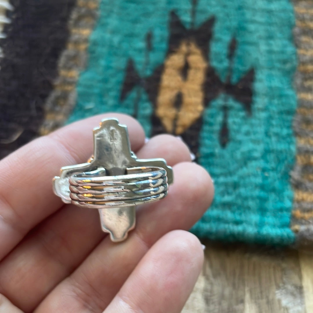 Amazing Zia Sterling Silver & Turquoise Ring Size 9 Signed