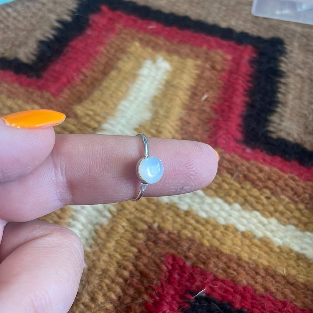 Handcrafted Sterling Silver & White Opal Mini Ring