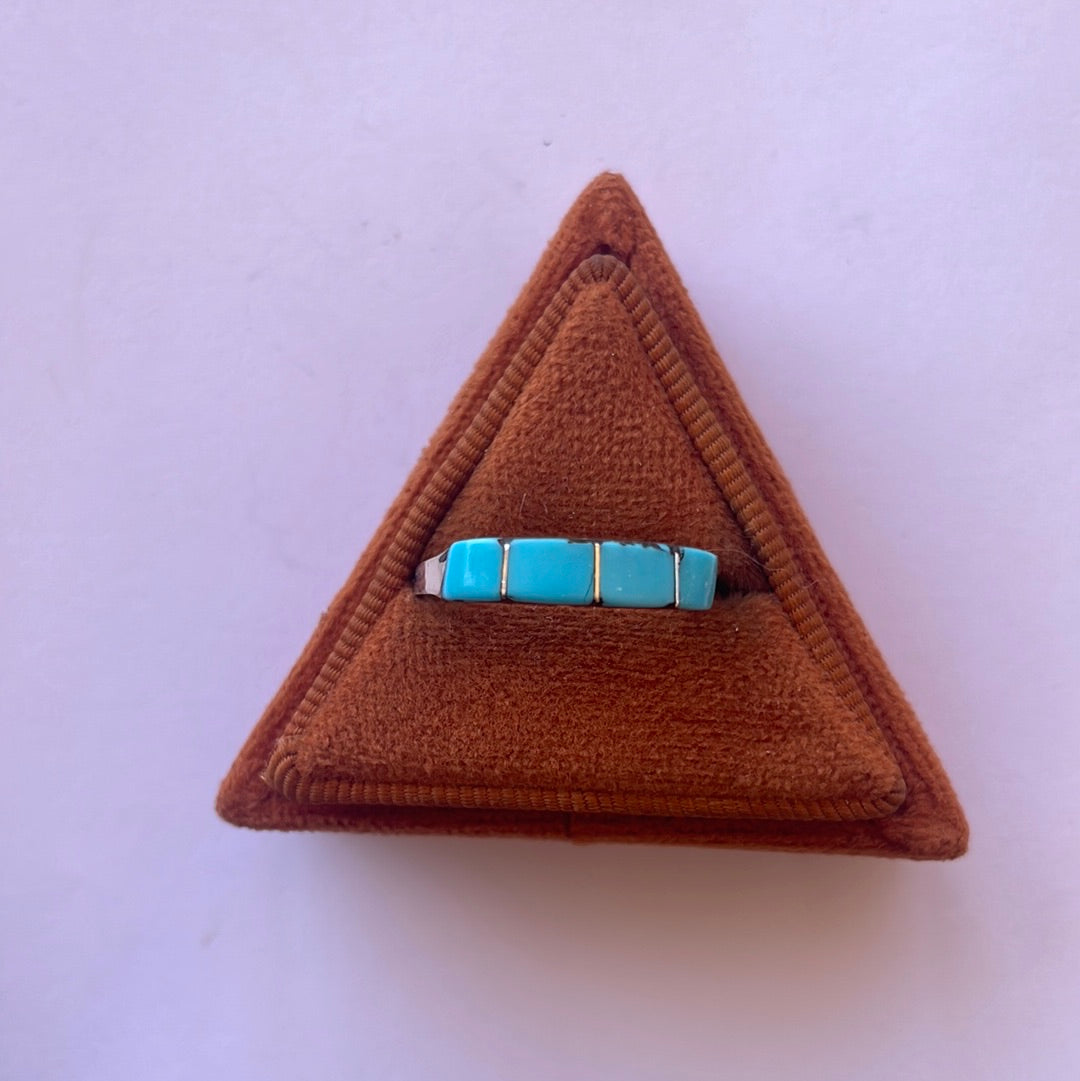 Handcrafted Sterling Silver & Turquoise 4 Stone Stacker Ring