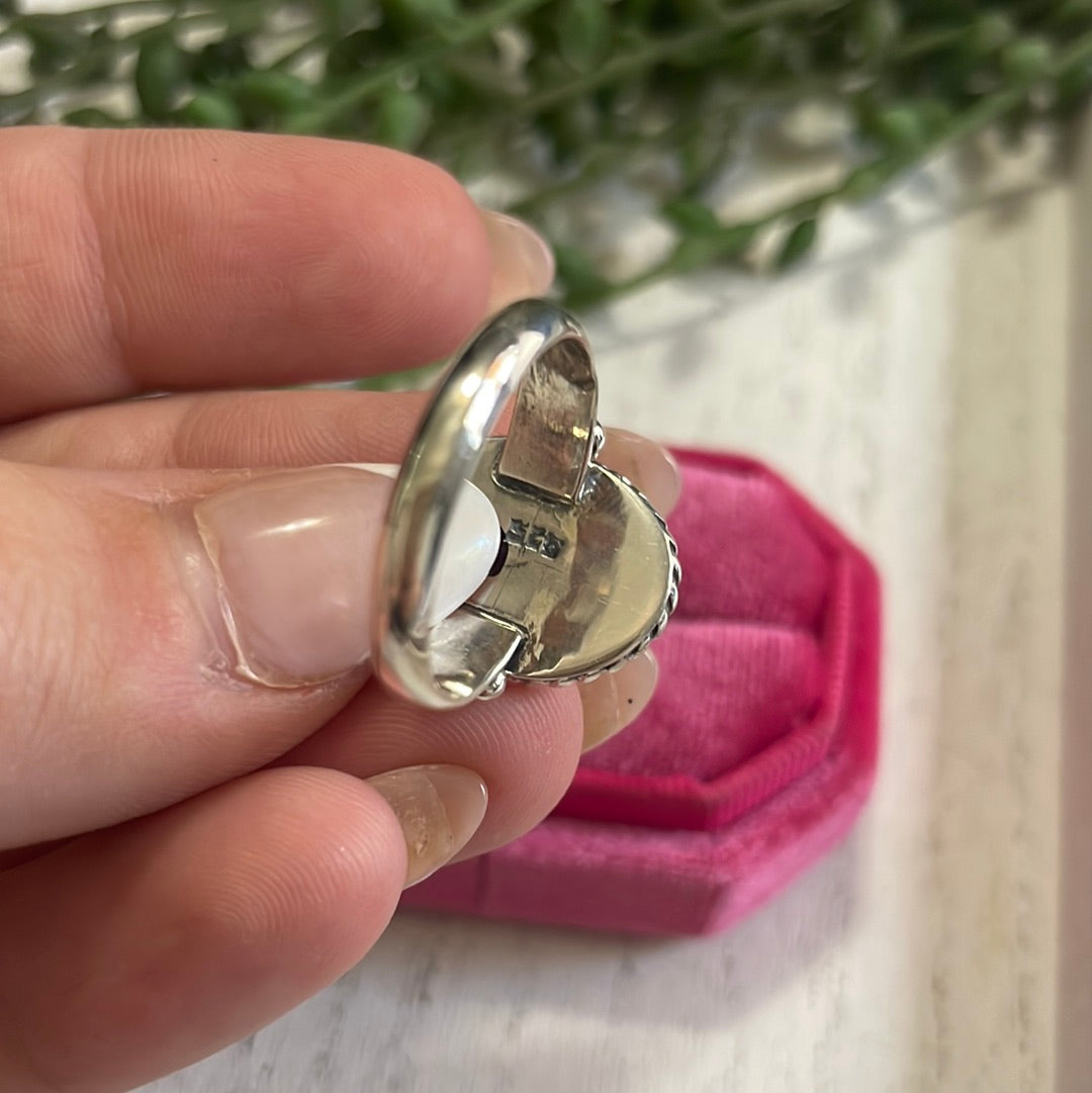Handcrafted Sterling Silver & Rhodochrosite Oval Ring