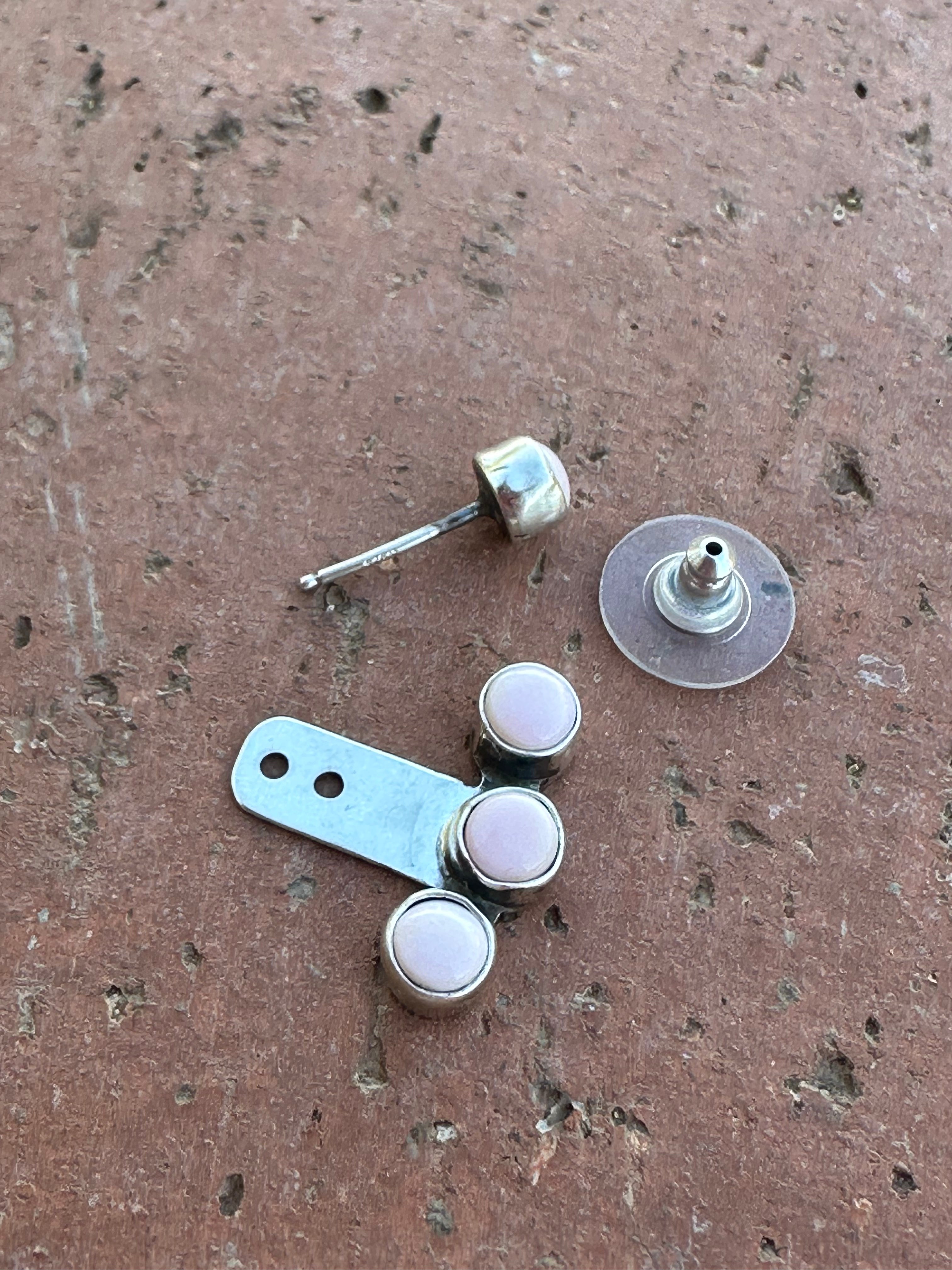 Handcrafted Sterling Silver & Pink Conch Ear Jacket Earrings