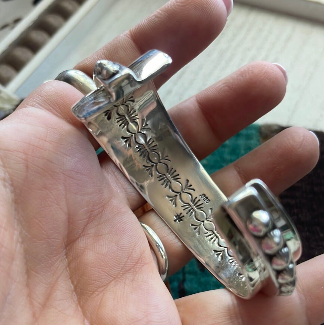 Handcrafted Sterling Silver Angled Cuff Bracelet Signed