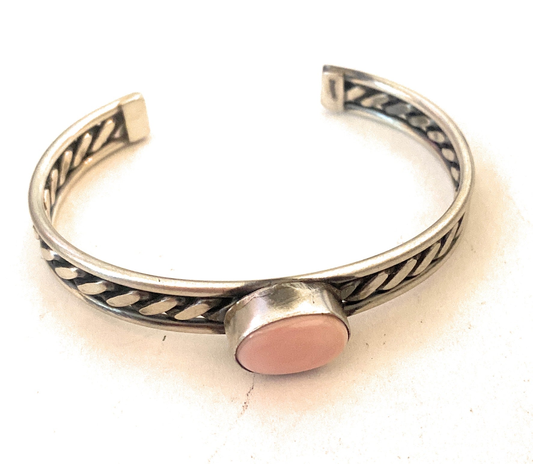 Handcrafted Queen Pink Conch Shell & Sterling Silver Cuff Bracelet